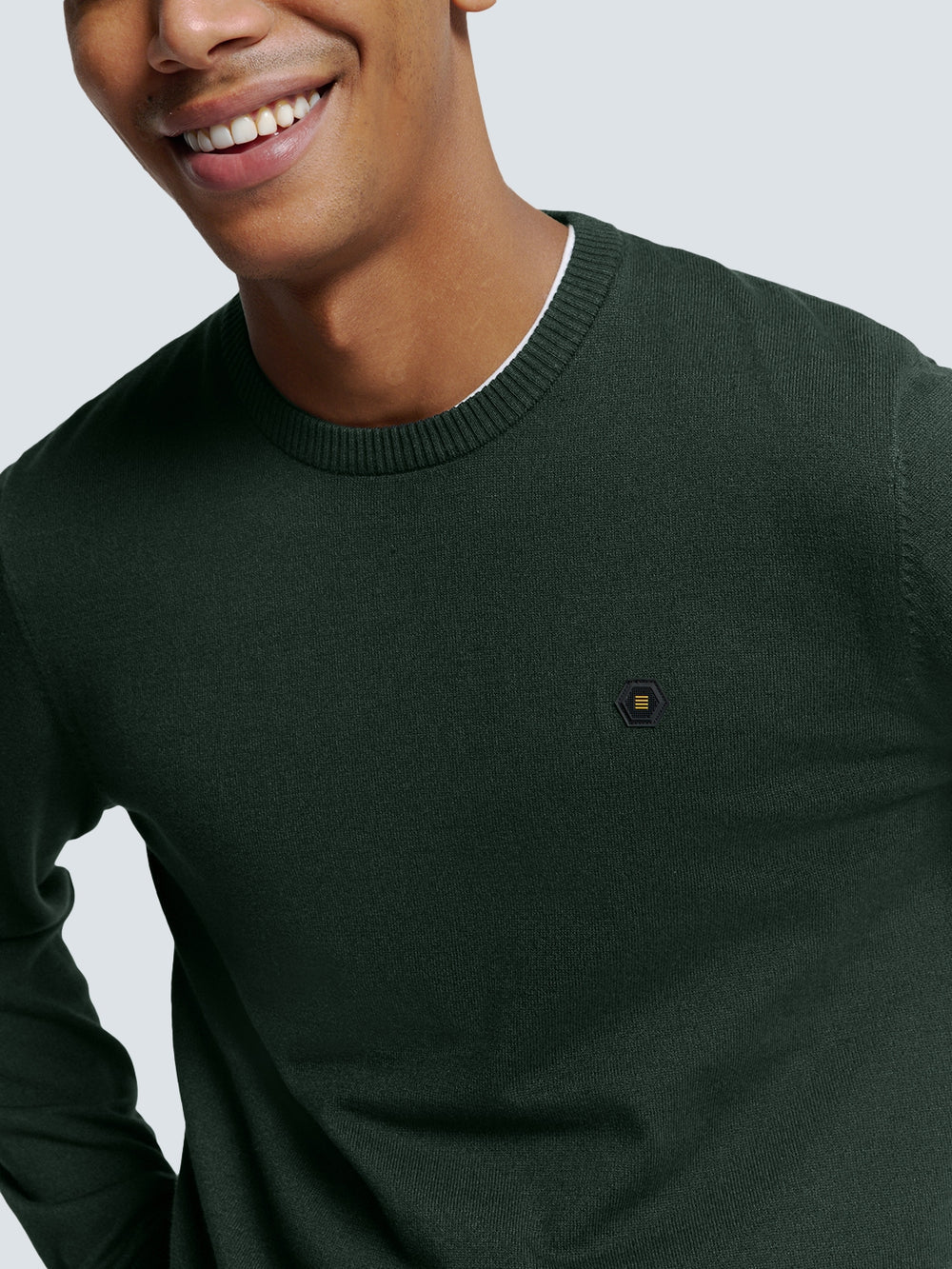 No Excess - Melange Crewneck Pullover - Dark Green