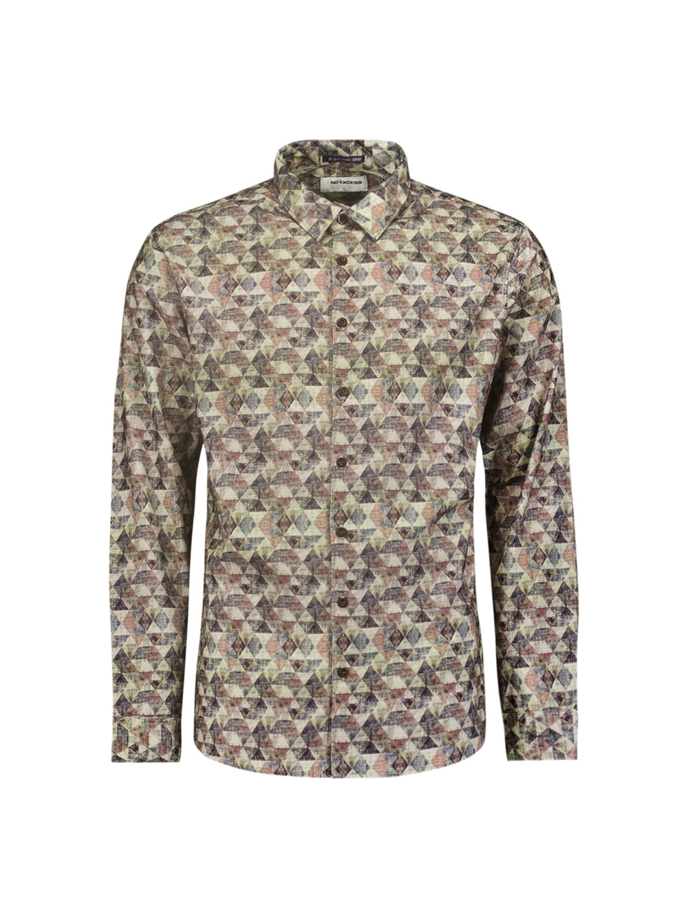 No Excess - Triangle Print Babycord LS Shirt - Smoke