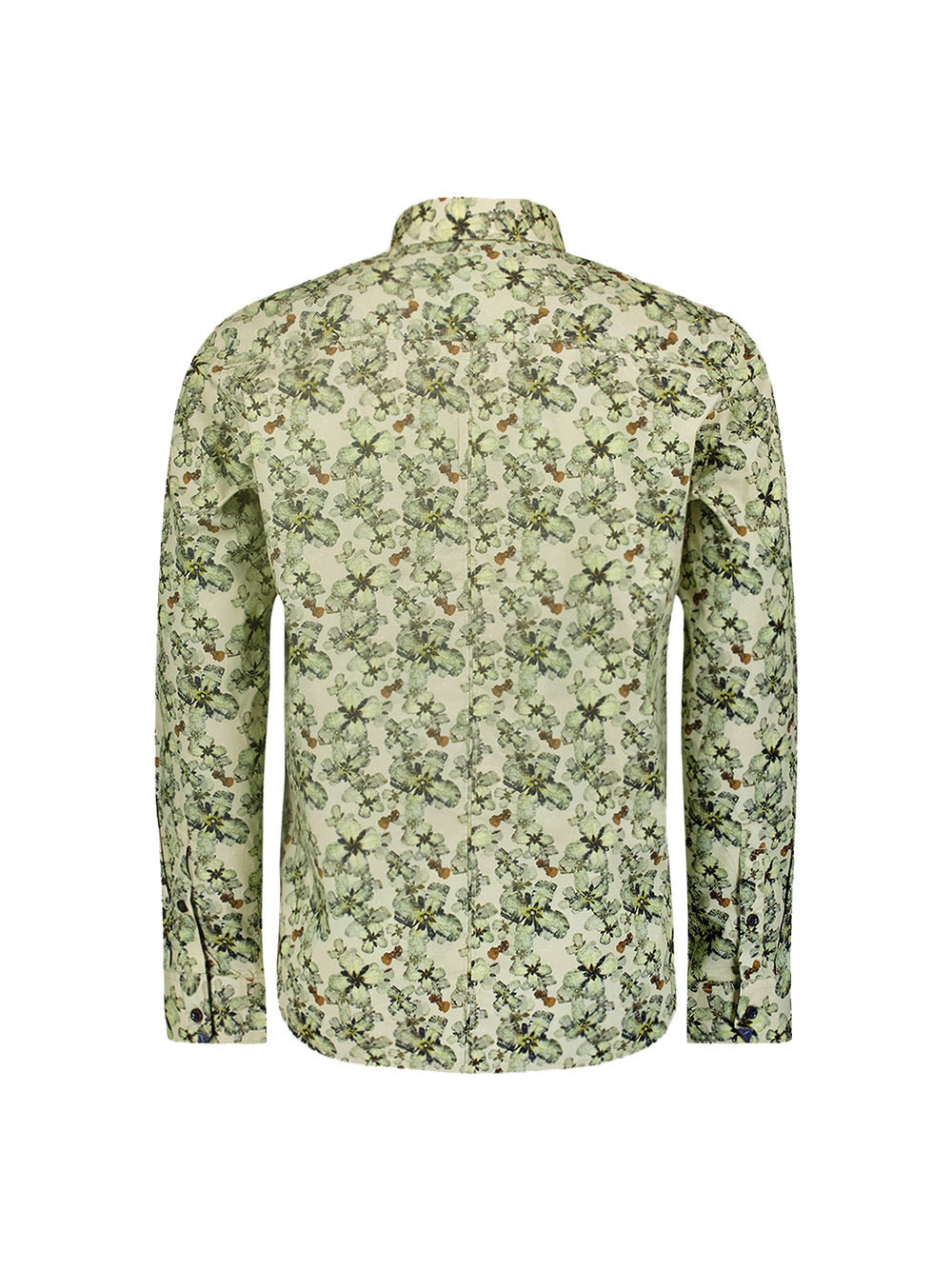 No Excess - Allover Floral Print LS Shirt - Cement