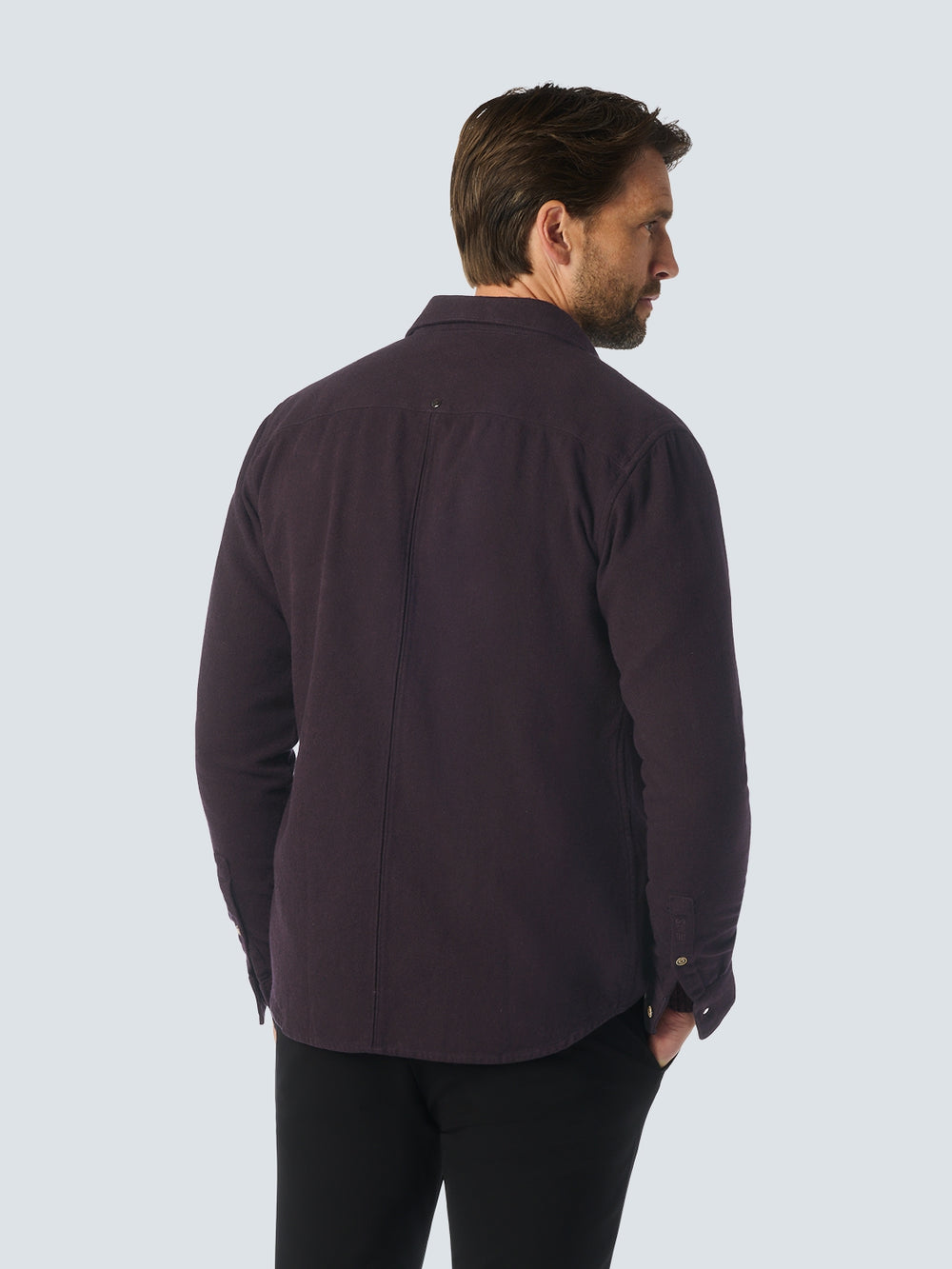 No Excess - Brushed Twill LS Shirt - Aubergine