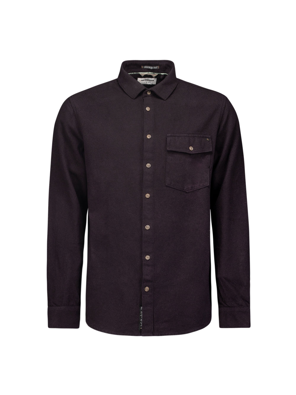 No Excess - Brushed Twill LS Shirt - Aubergine