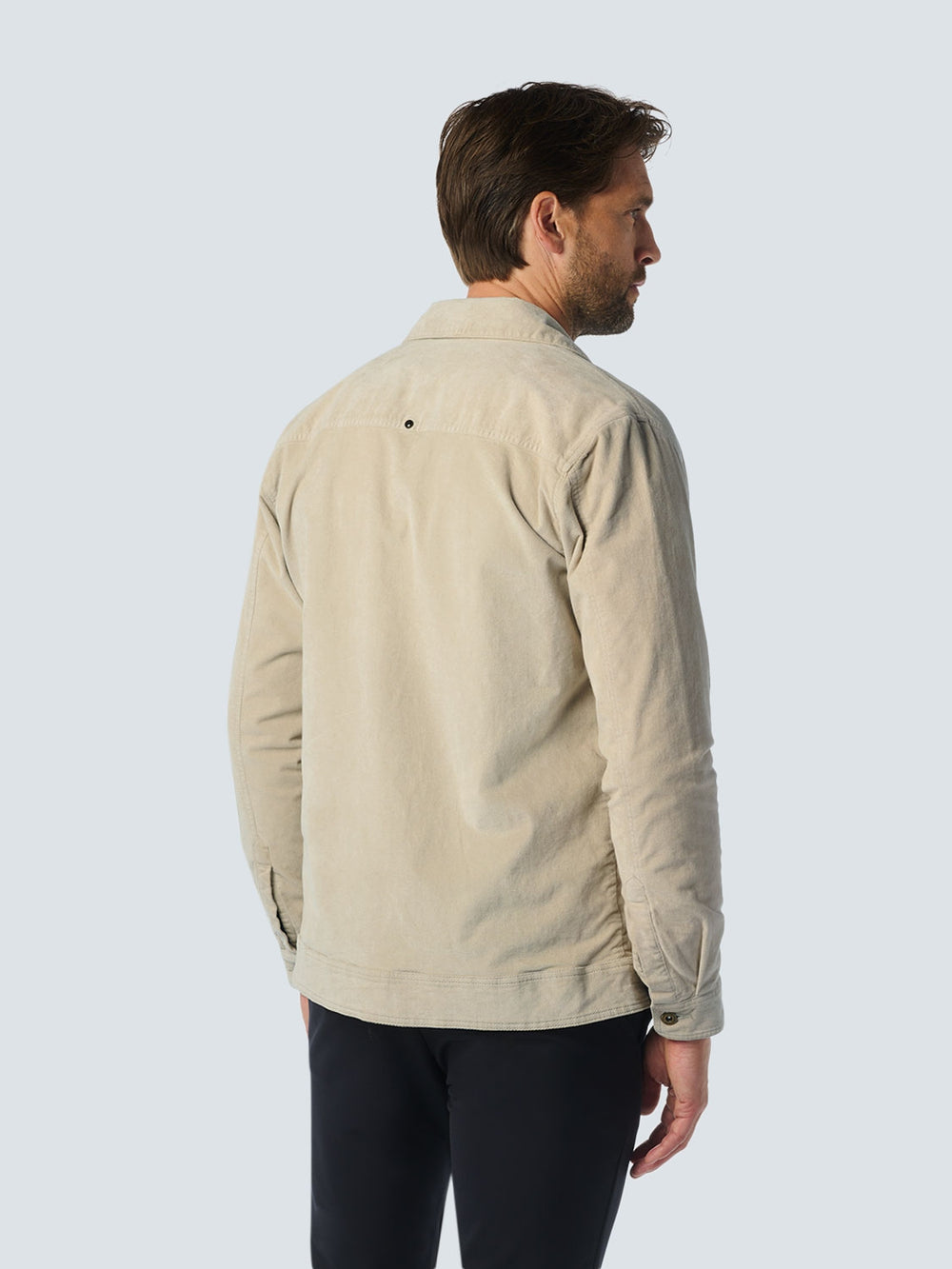 No Excess - Button Front Fine Corduroy Overshirt - Cement