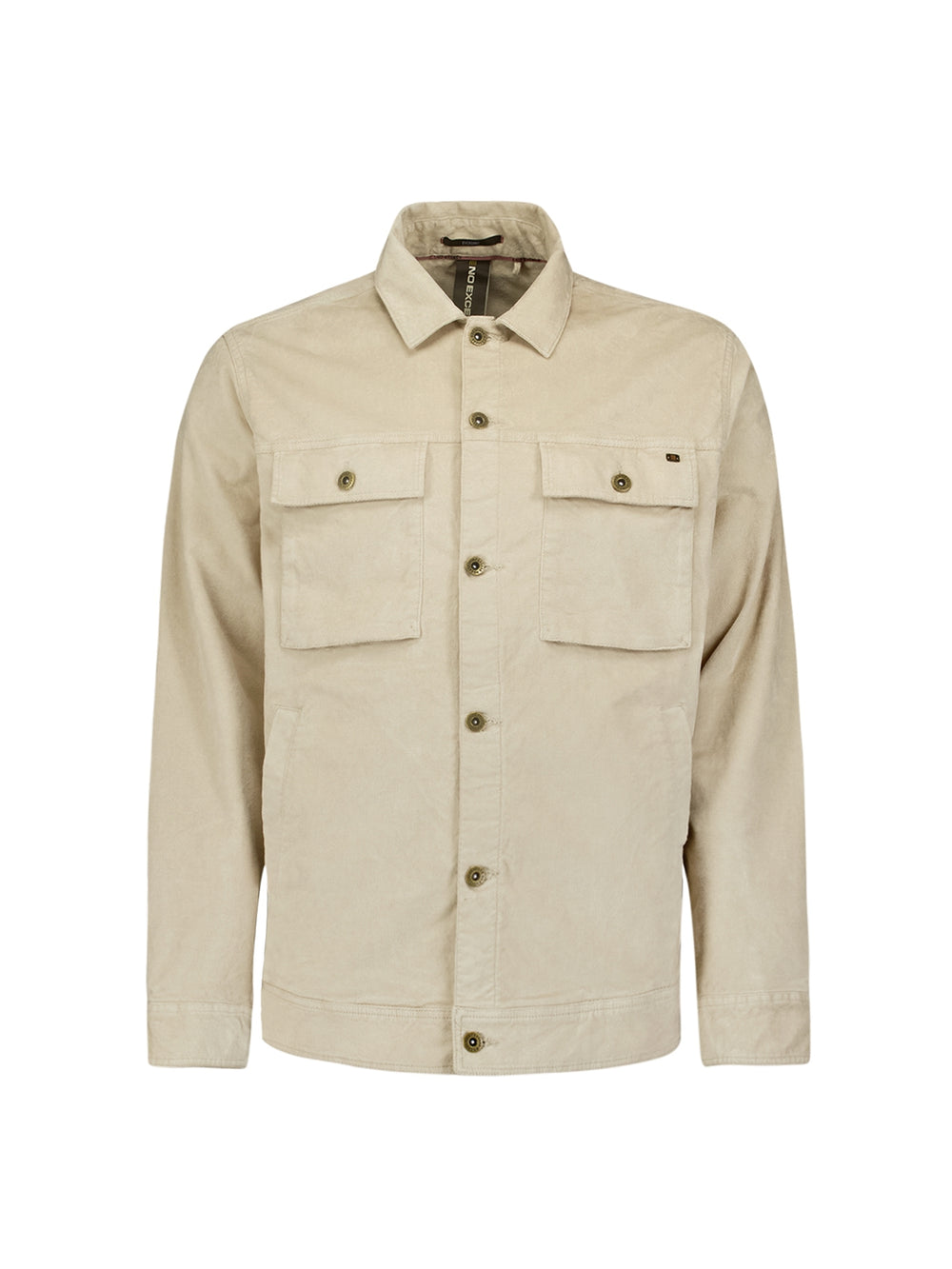 No Excess - Button Front Fine Corduroy Overshirt - Cement