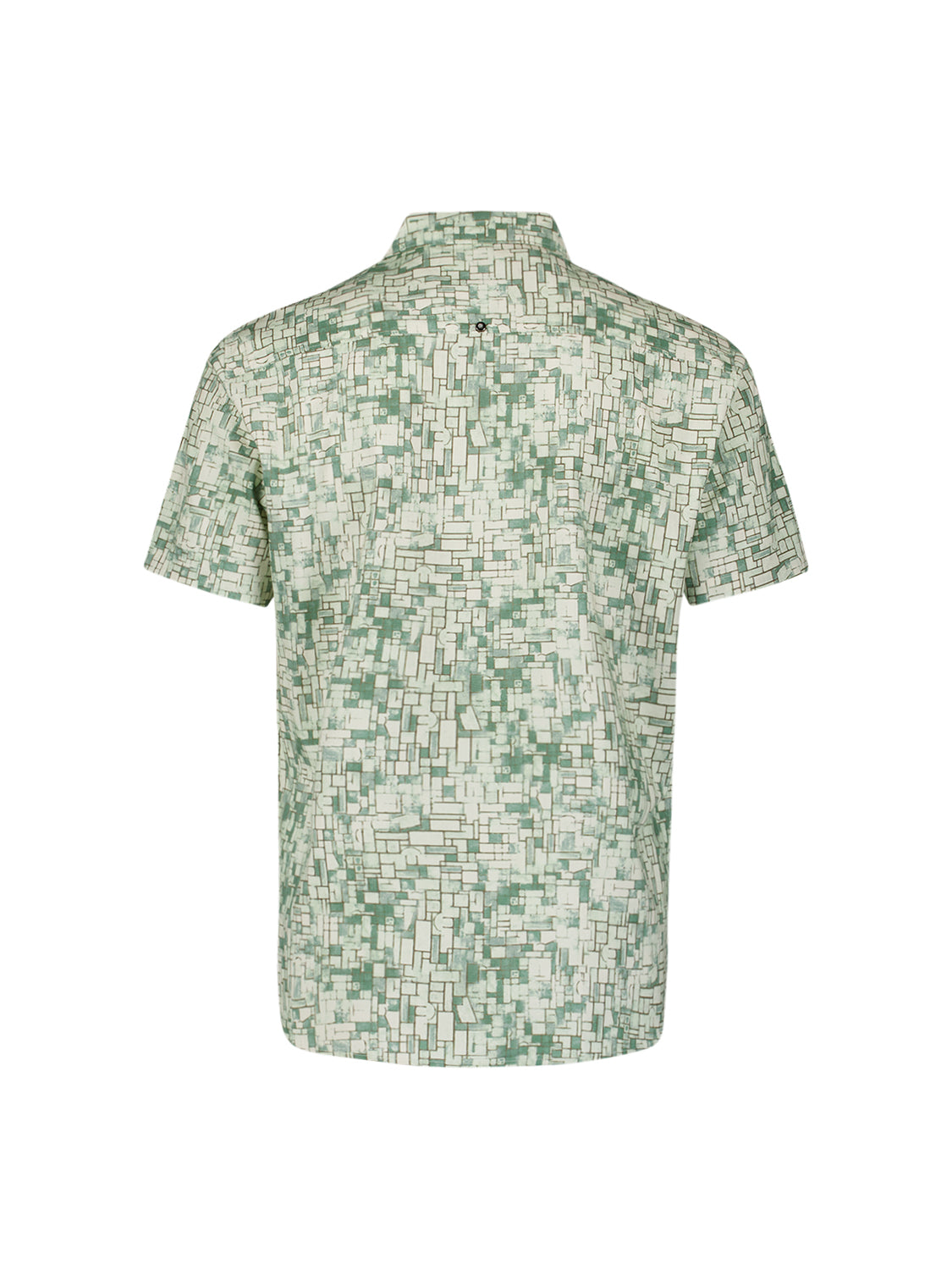 No Excess - Revers Collar Print SS Shirt - Green