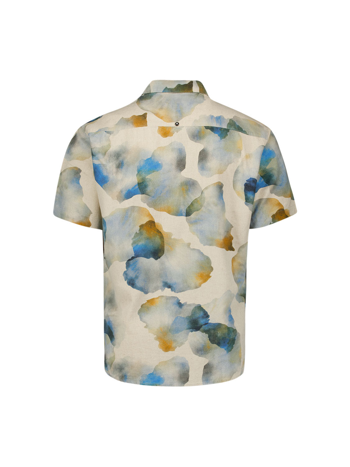 No Excess - Revers Collar Print SS Shirt - Blue