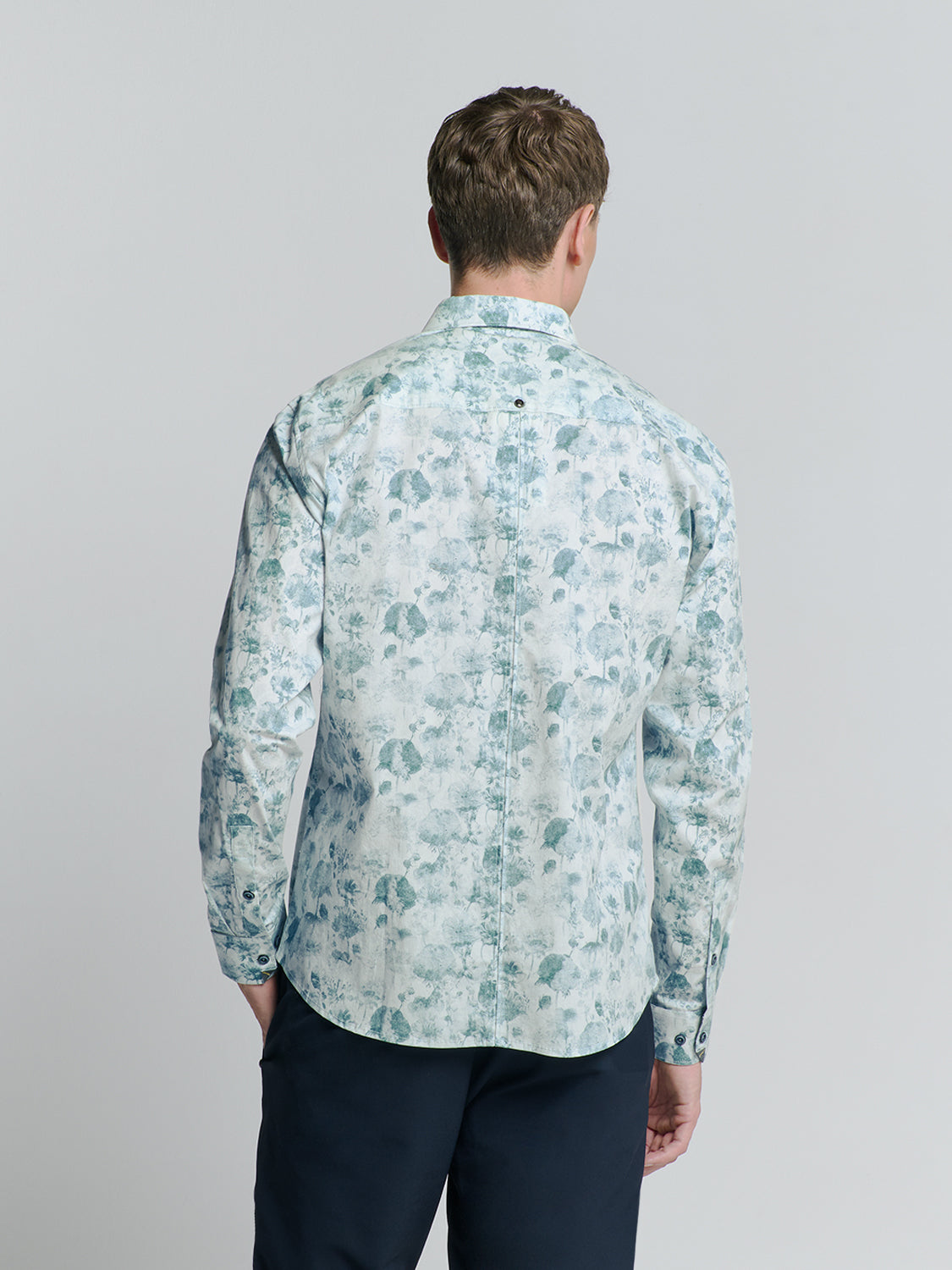 No Excess - Allover Printed Stretch Shirt - Chalk
