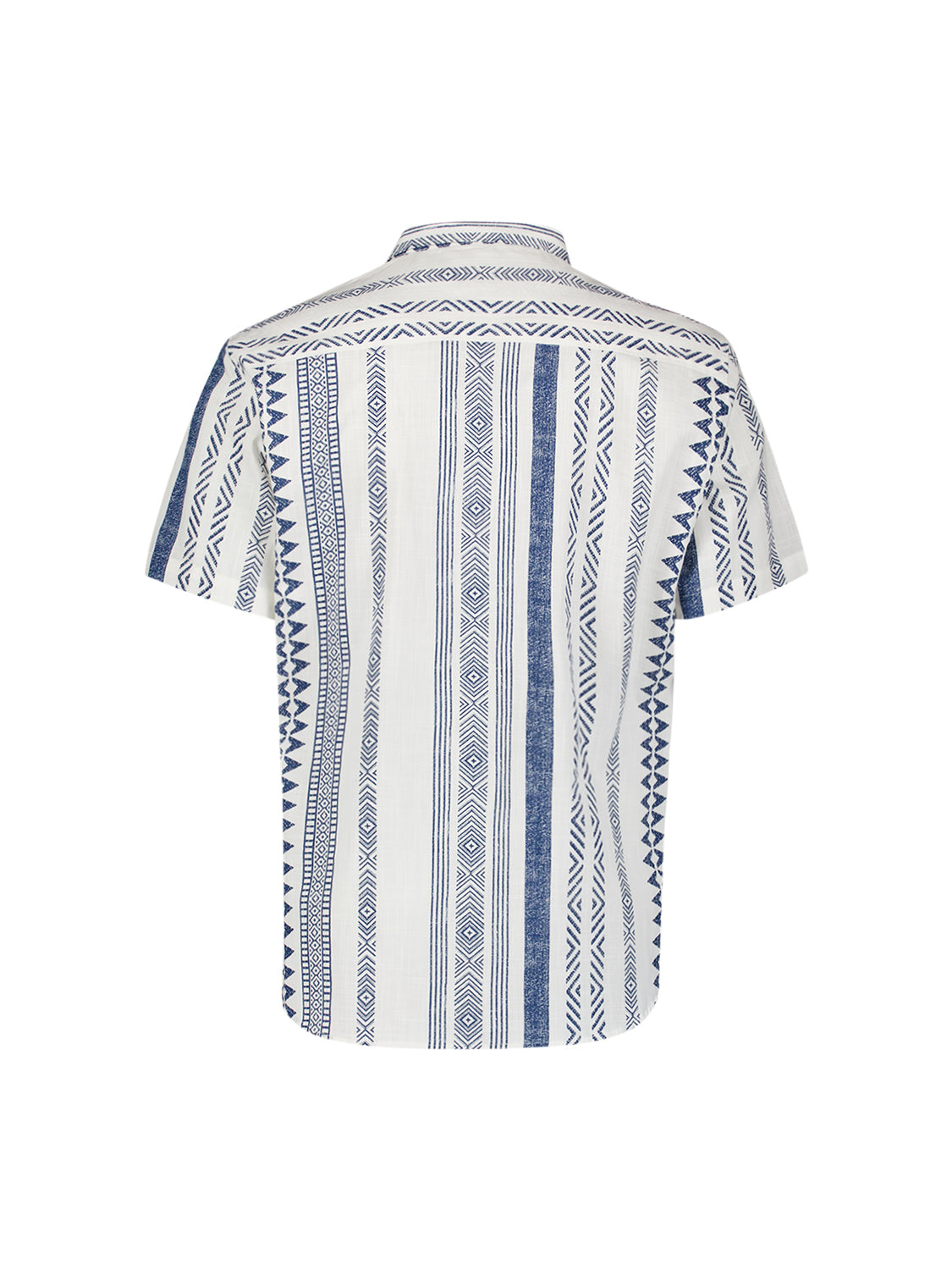 No Excess - Revers Collar Stripe SS Shirt - Indigo Blue
