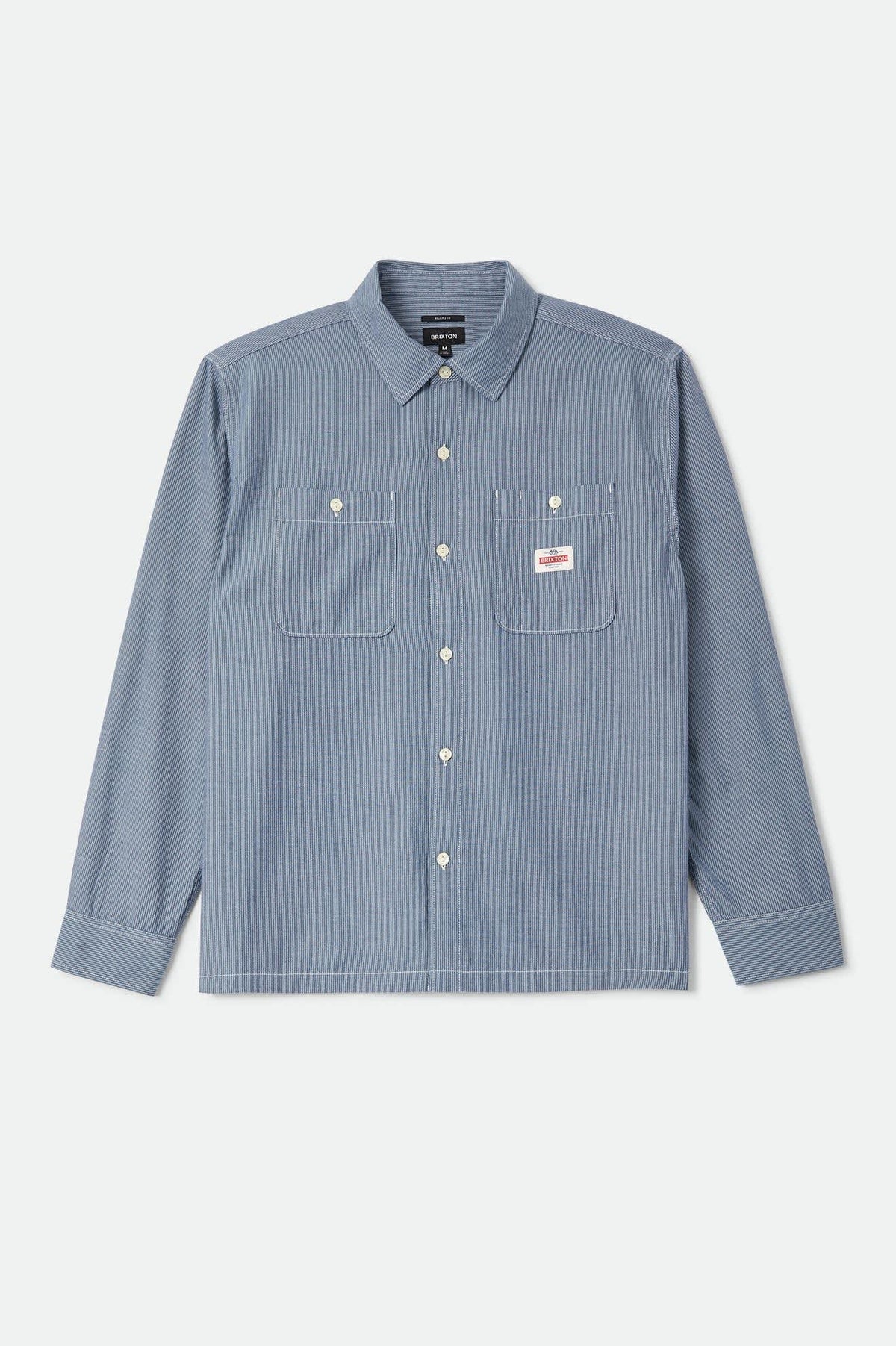 Brixton - Trademark LS Shirt - Blue Chambray Micro Stripe