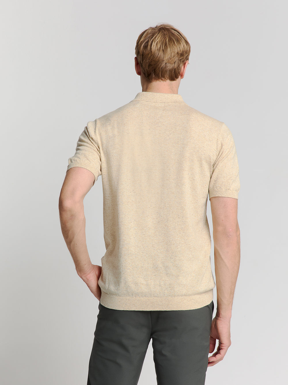 No Excess - Cotton Linen SS Polo - Sand