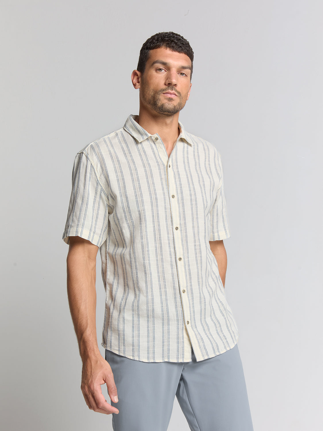 No Excess - Multi Weave SS Shirt - Off White