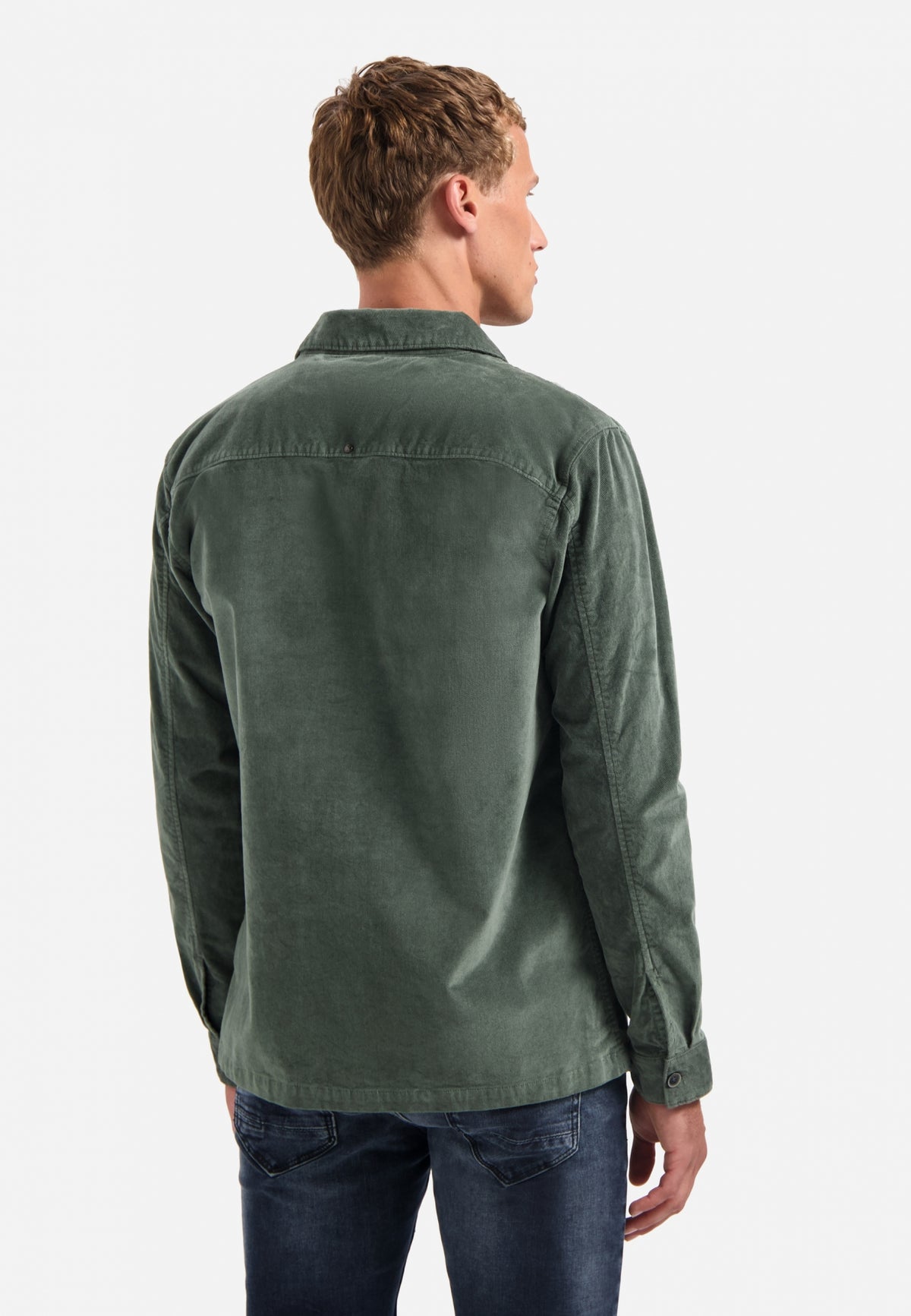 No Excess - Buttoned Velvet Overshirt - Dark Green