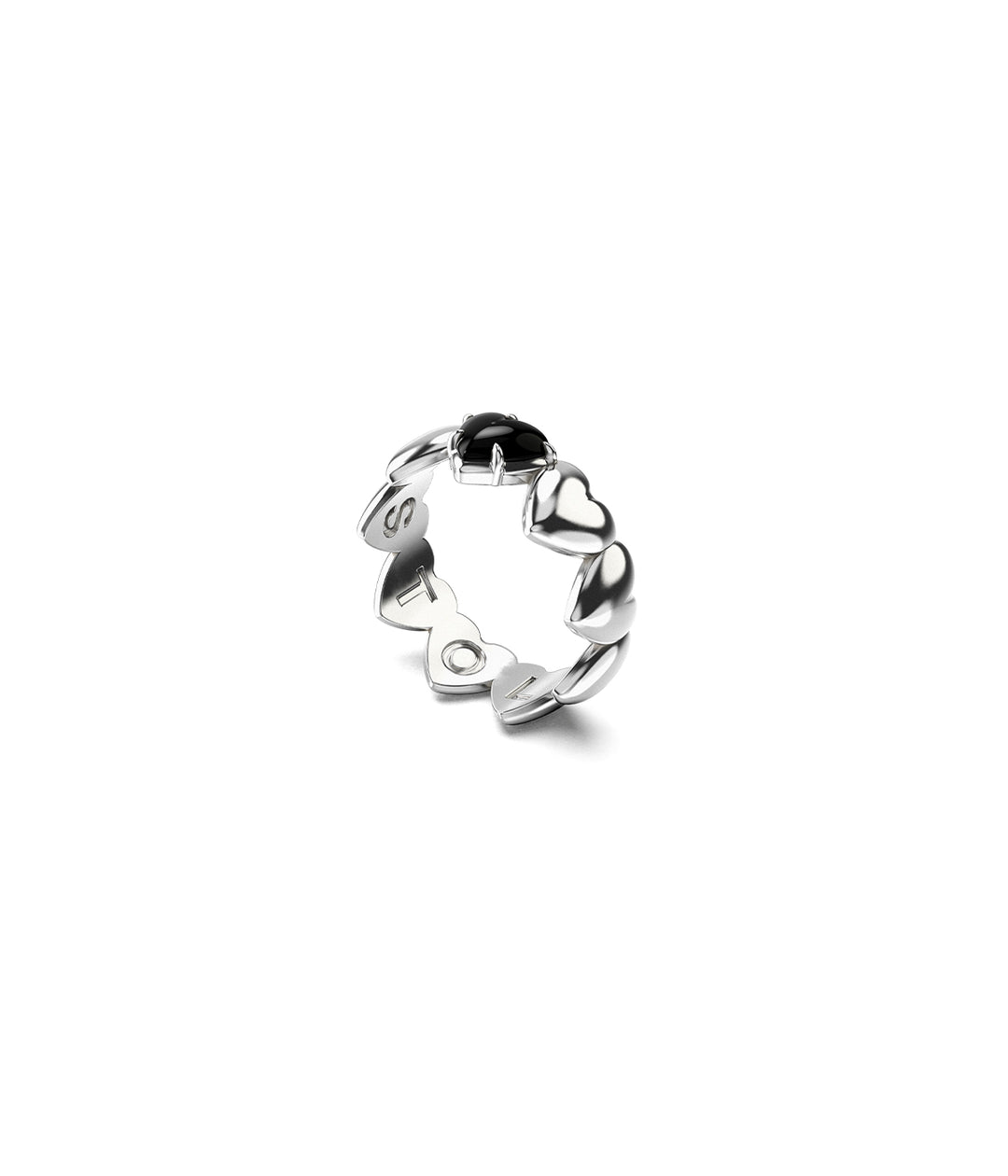 Stolen Girlfriends Club - Band Of Hearts Ring Onyx - Silver