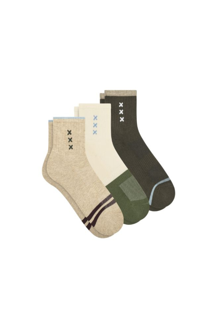 Scotch & Soda - 3 Pack 1/2 Terry Qtr Crew Sock - Tan Combo