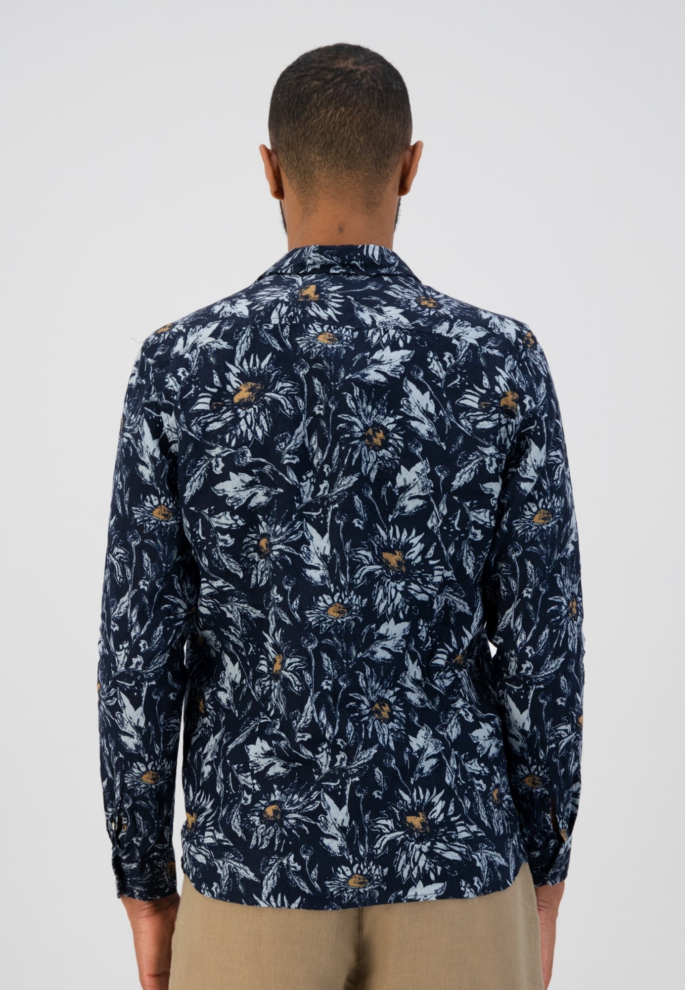 Dstrezzed - Painted Flower Linen Shirt - Dark Navy