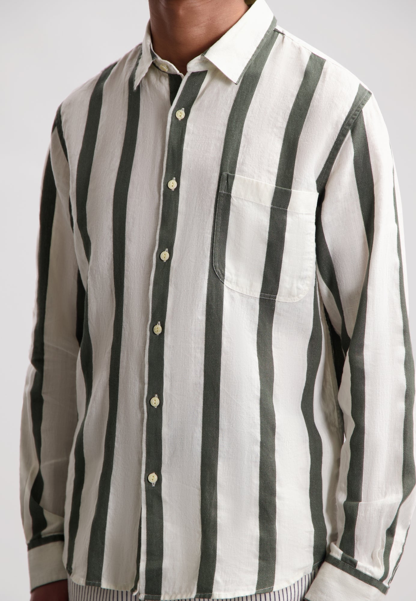 Dstrezzed - Miller Linen Stripe Shirt - Silver Birch