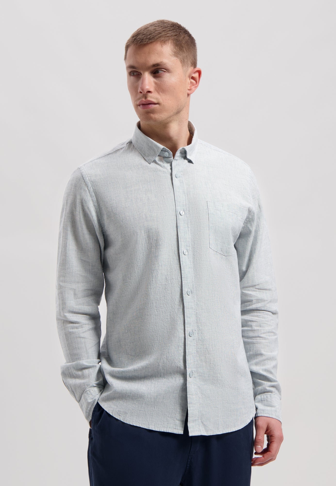 Dstrezzed - Marvin Melange Linen Shirt - Aegean Blue