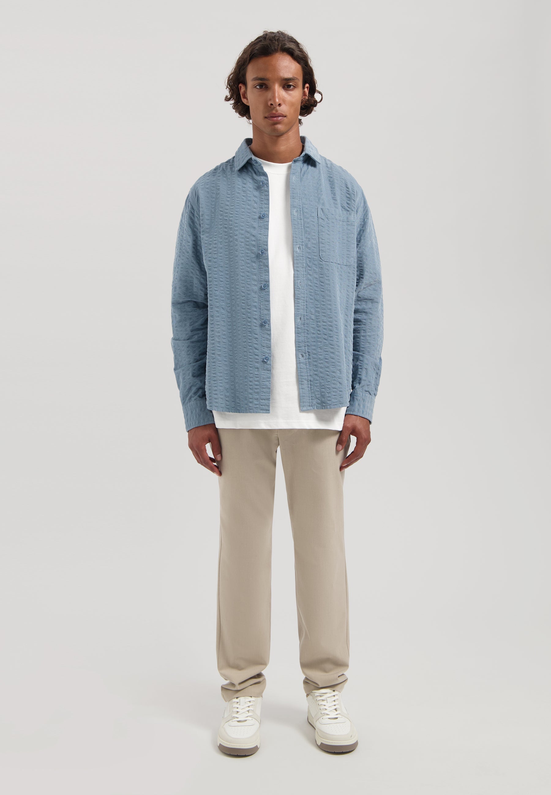 Dstrezzed - Patric Seersucker Ribcord Shirt - Mist Blue