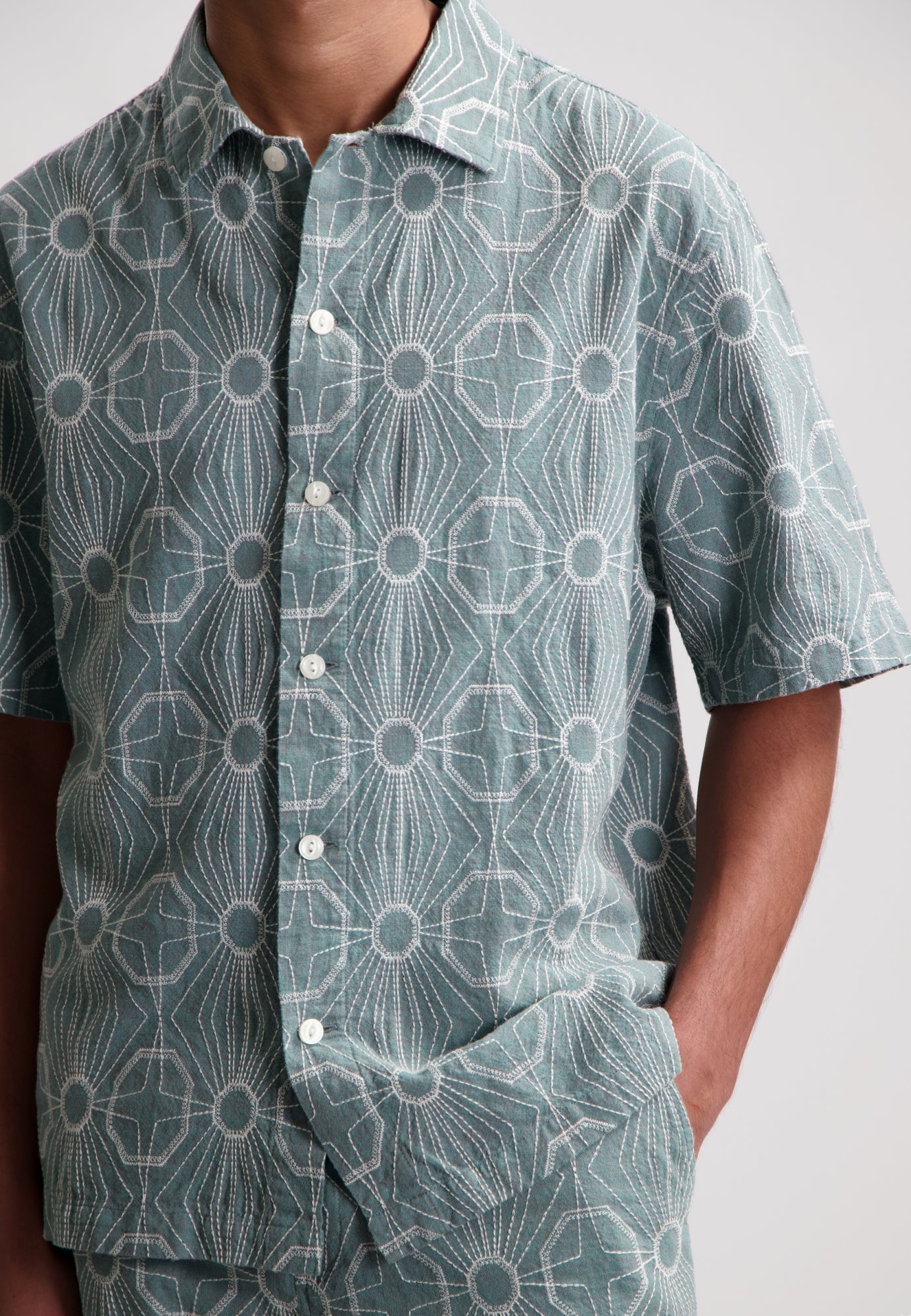 Dstrezzed - Davis Embroidered Resort SS Shirt - Stormy Sea