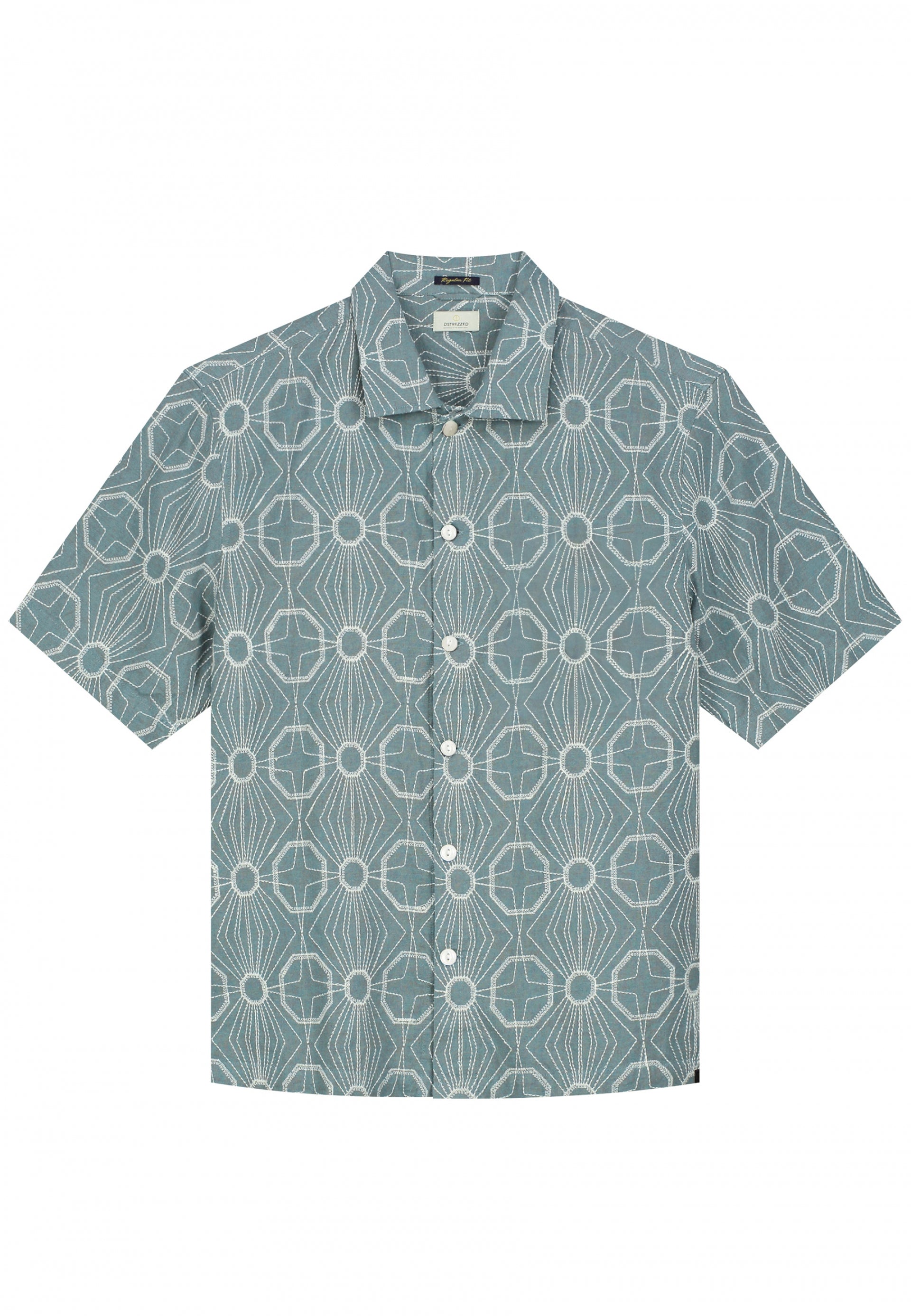 Dstrezzed - Davis Embroidered Resort SS Shirt - Stormy Sea