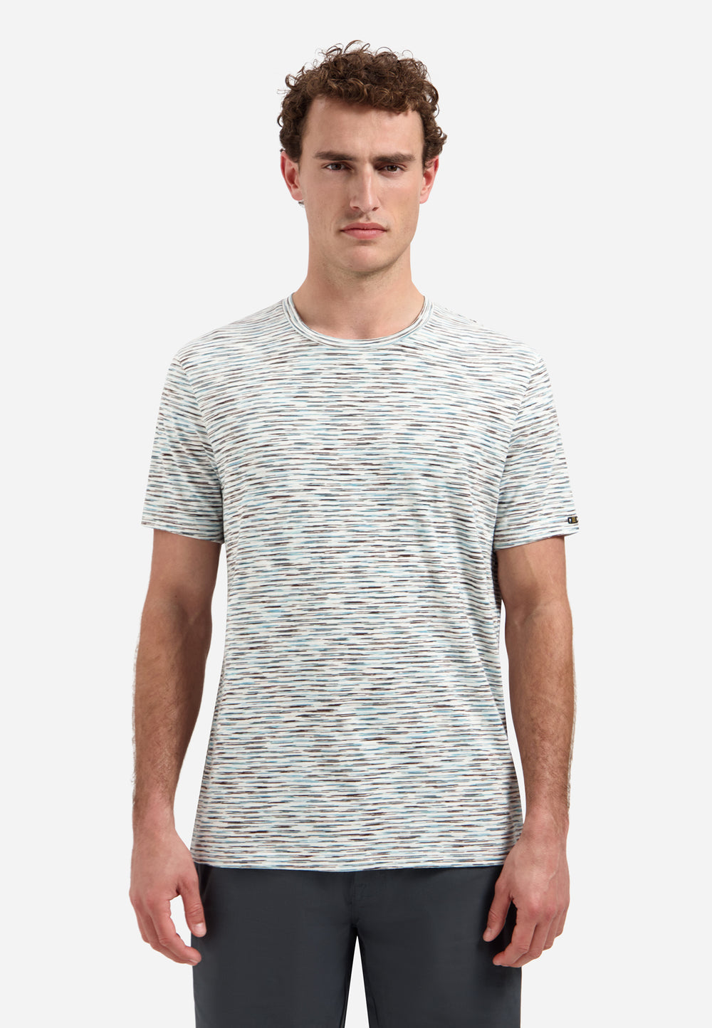 No Excess -  Space Dye  Stripe Tee - White