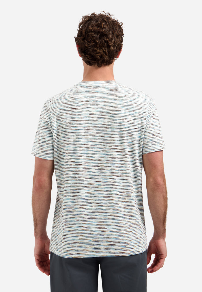No Excess -  Space Dye  Stripe Tee - White