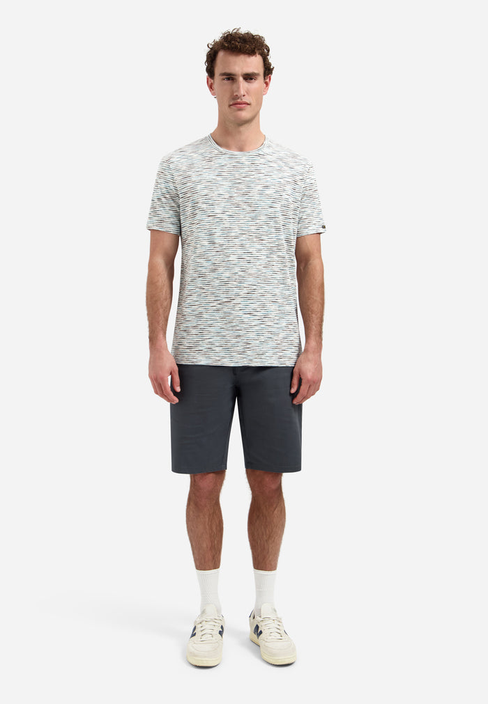 No Excess -  Space Dye  Stripe Tee - White
