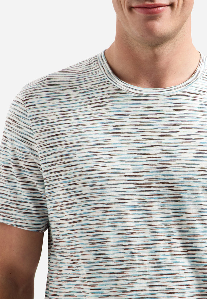 No Excess -  Space Dye  Stripe Tee - White