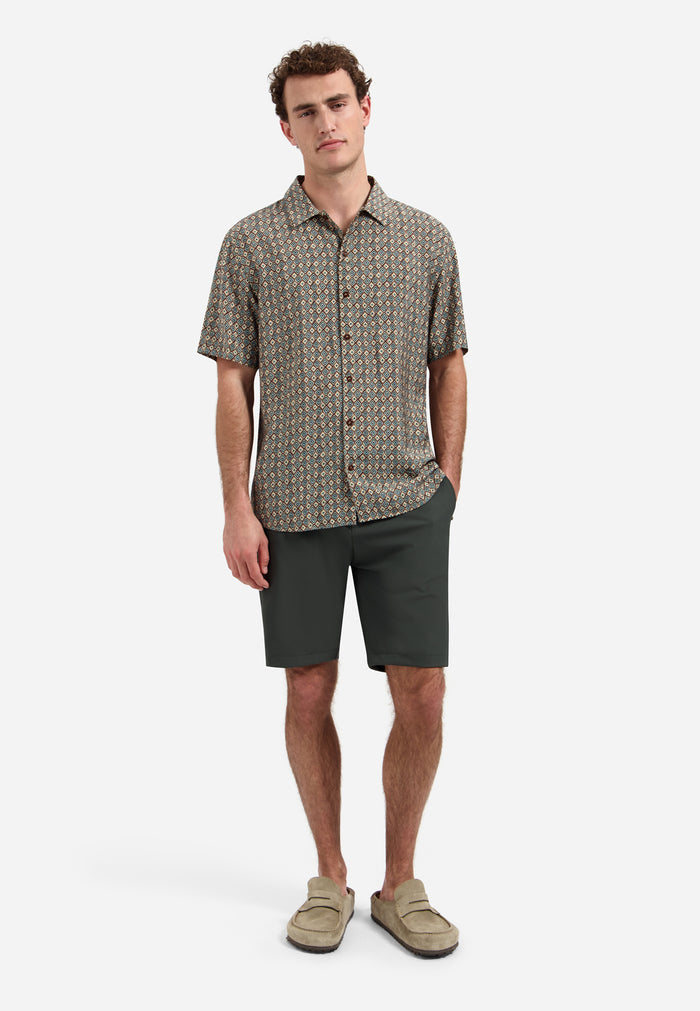 No Excess - Mosaic Diamond SS Shirt - Seablue