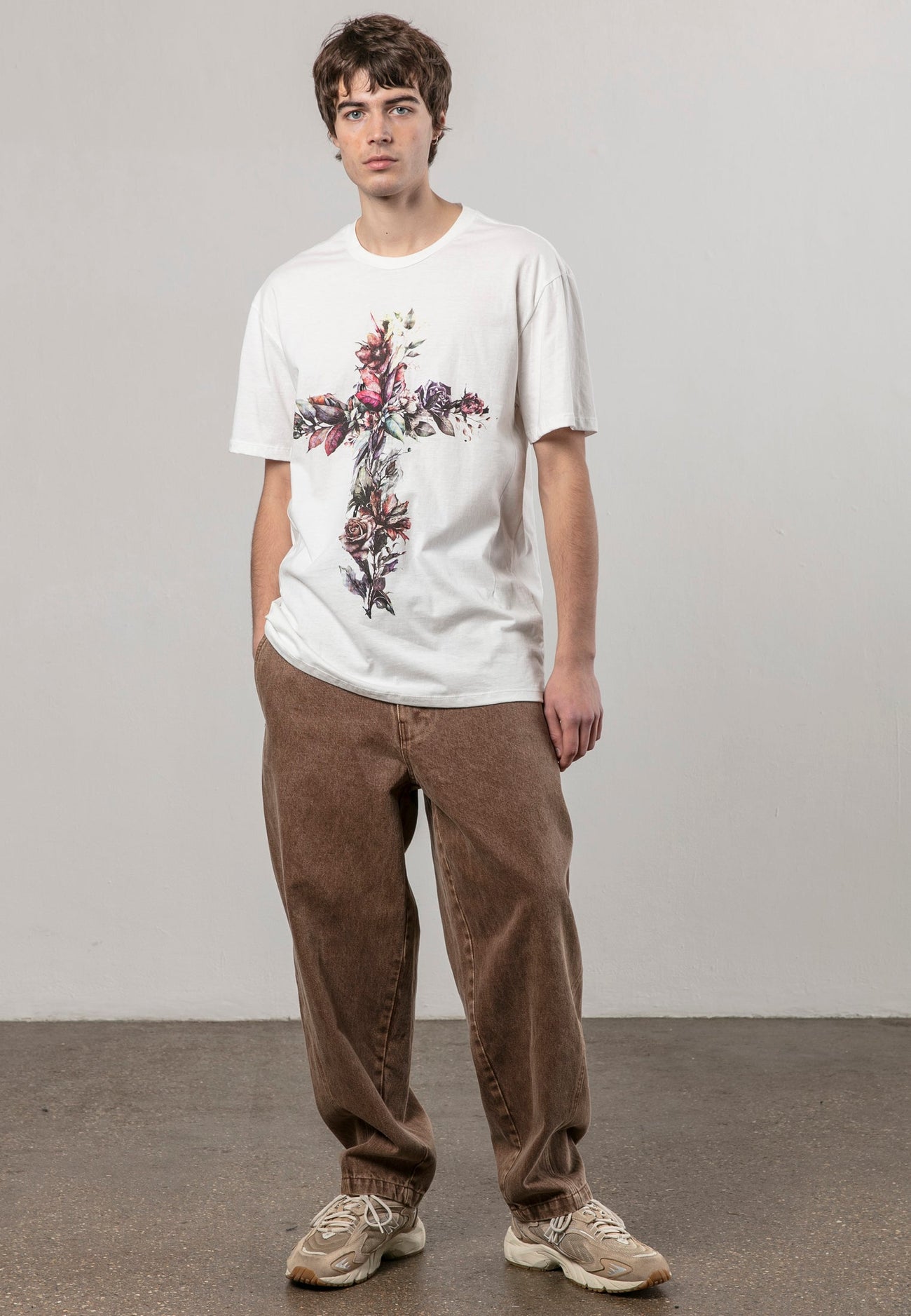 Religion - Cross Botanical Tee - Winter White