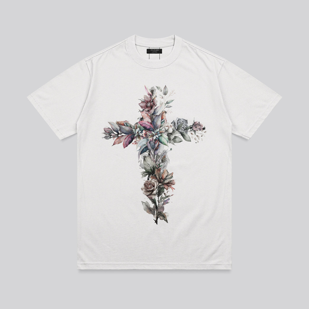 Religion - Cross Botanical Tee - Winter White