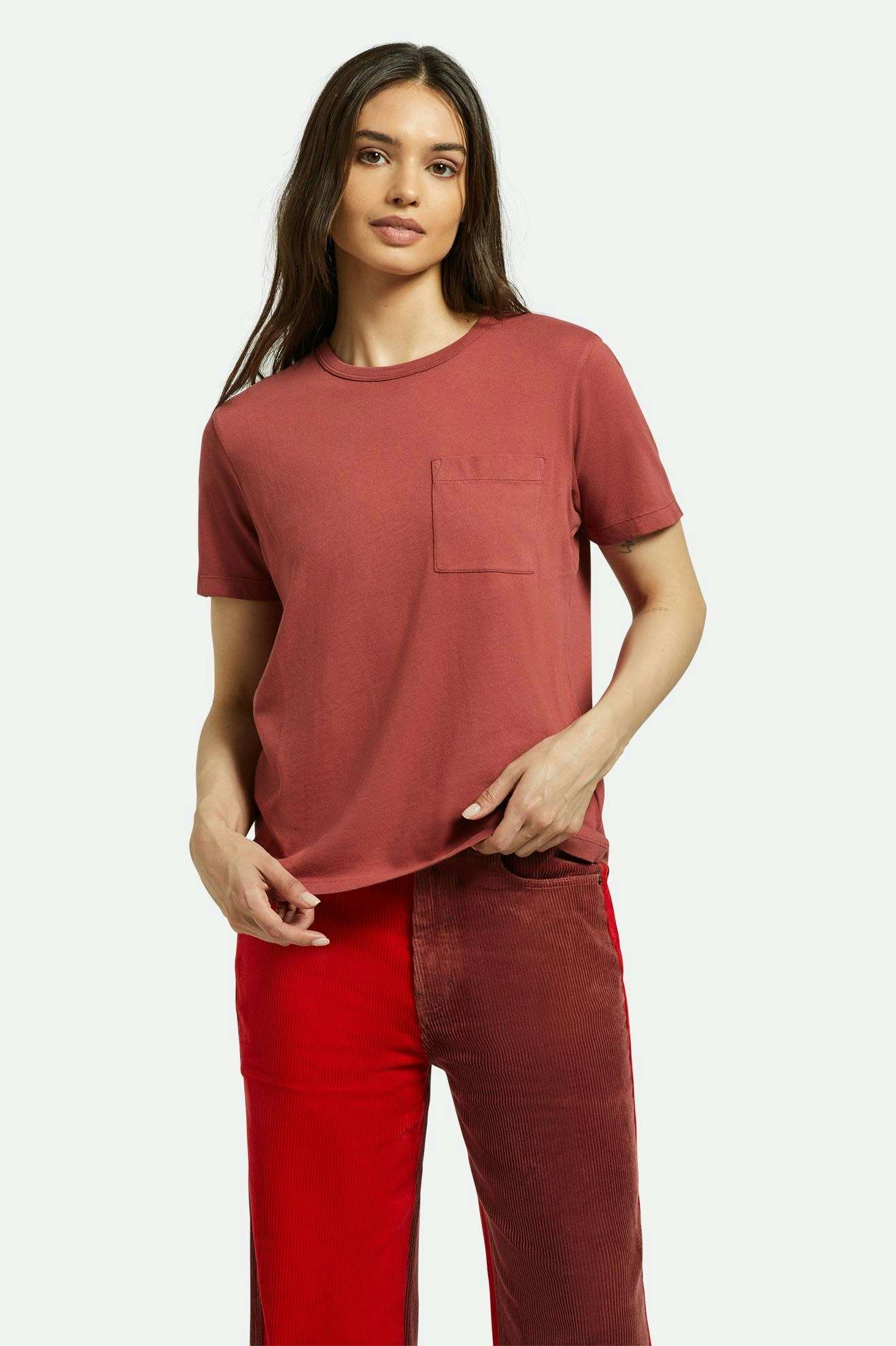 Brixton - Carefree Organic GD Perfect Pocket Tee - Cowhide