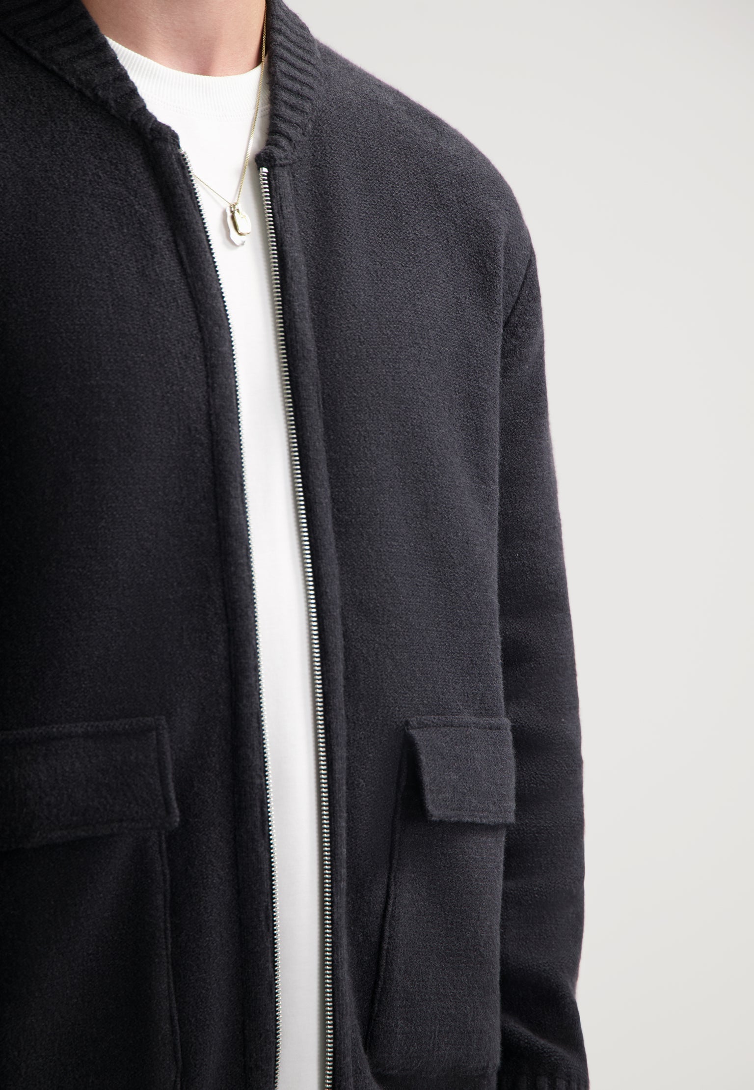 Dstrezzed - Boden Knitted Bomber Jacket - Dark Gray