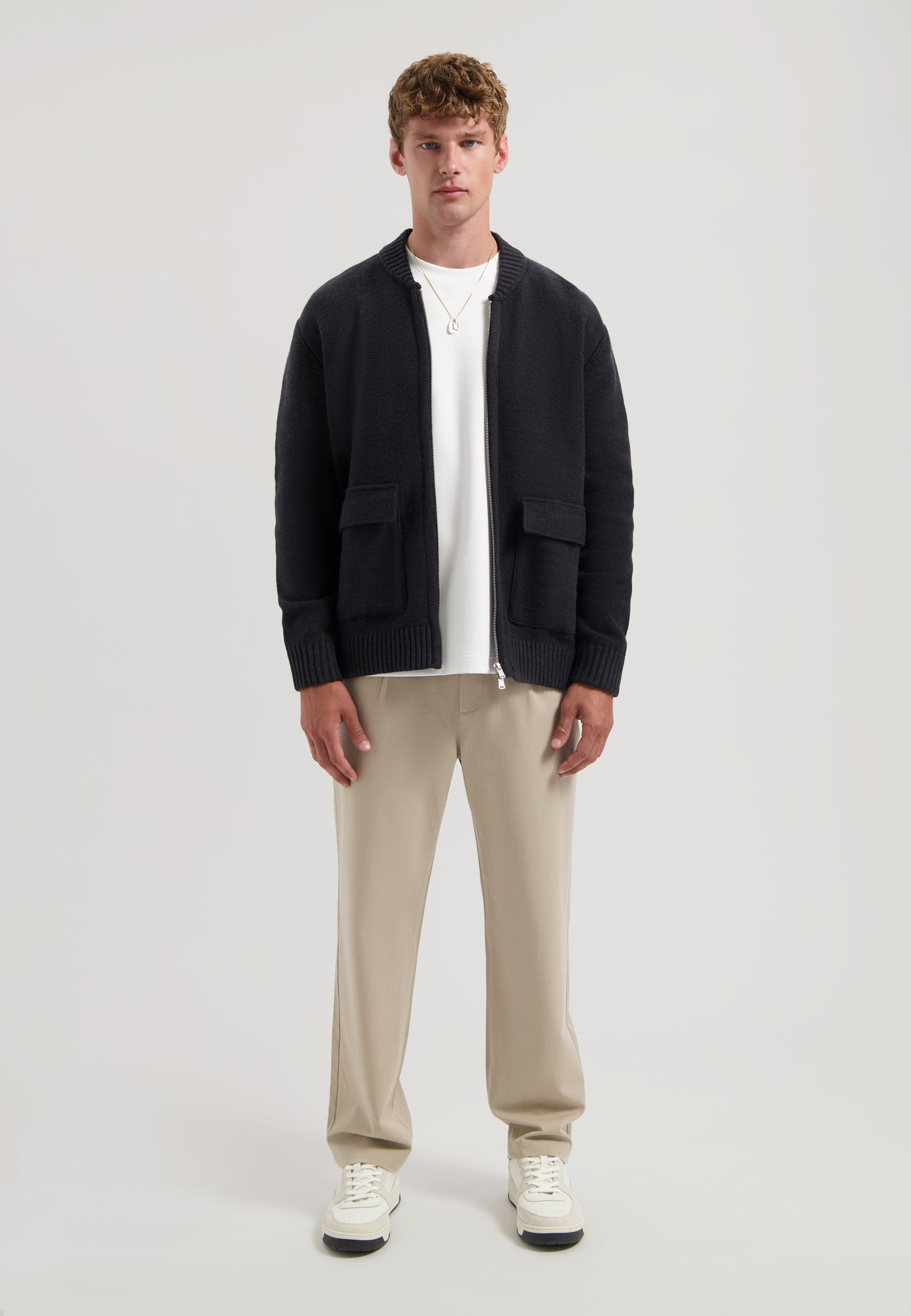 Dstrezzed - Boden Knitted Bomber Jacket - Dark Gray