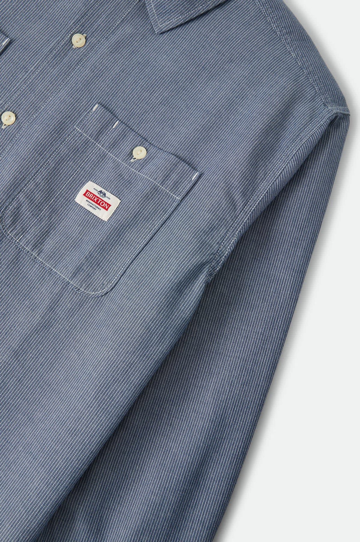 Brixton - Trademark LS Shirt - Blue Chambray Micro Stripe