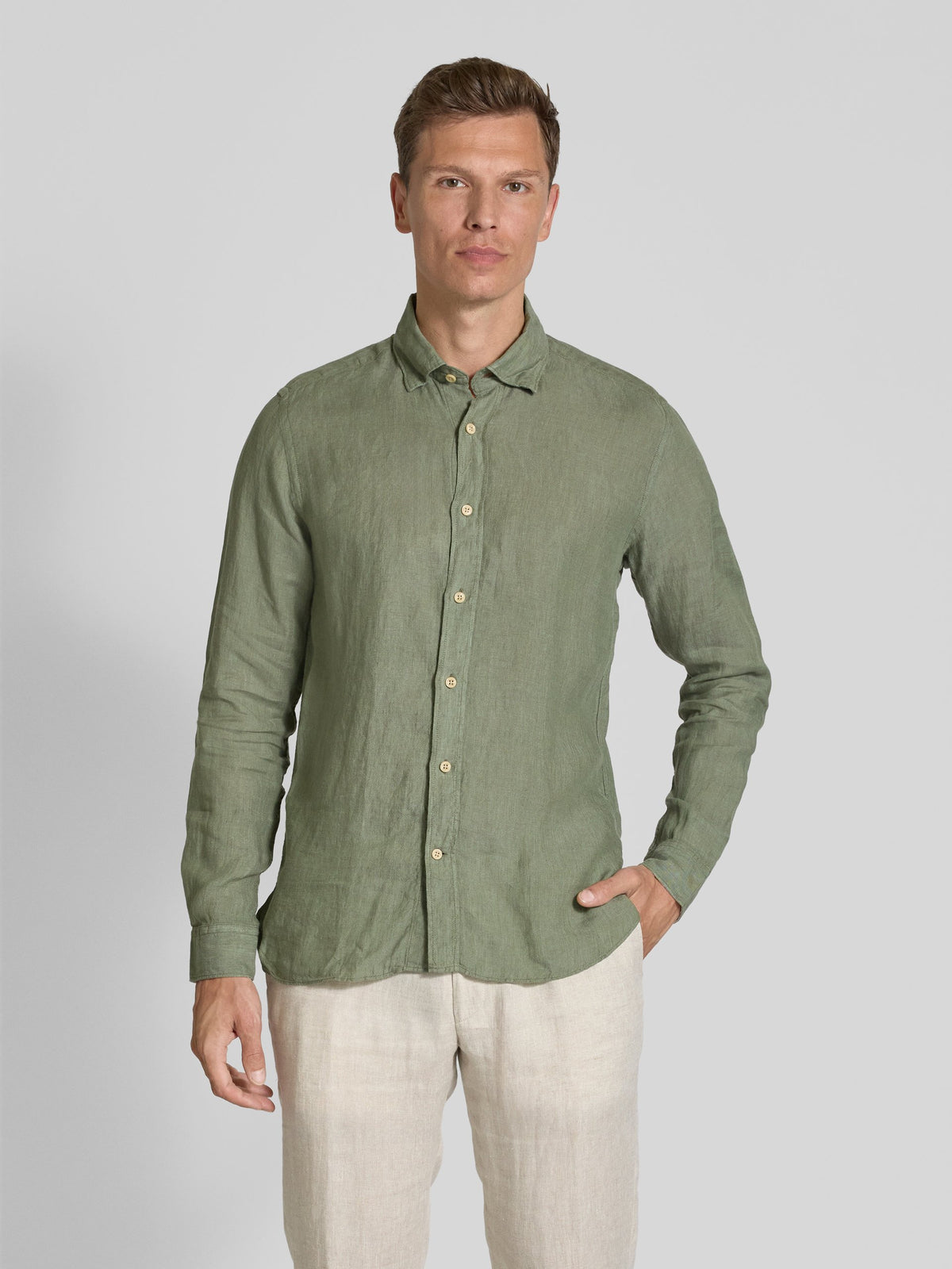 Fil Noir - Roma Shirt - Khaki Linen