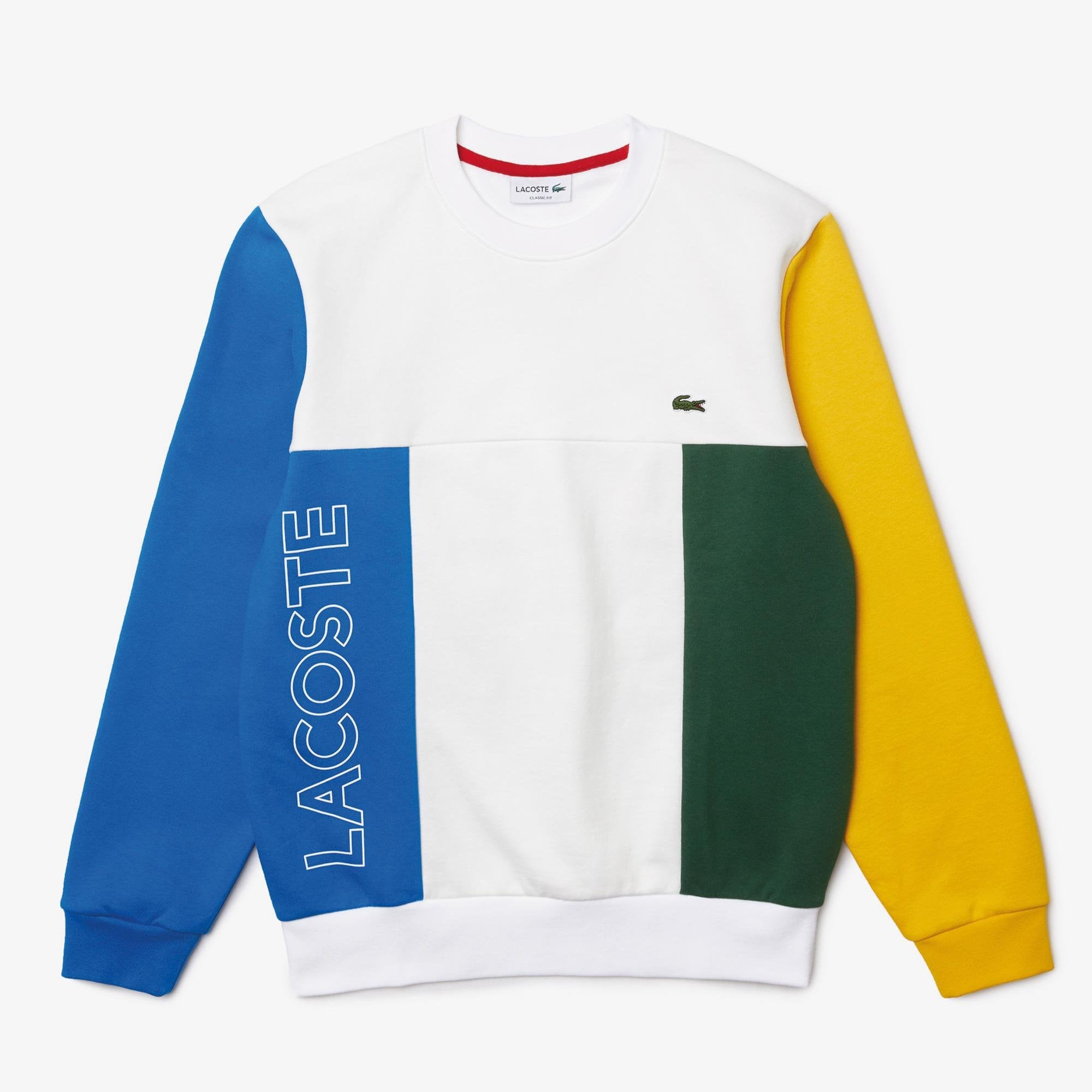 Lacoste - Colour-Block Cotton Fleece Sweatshirt - White/Blue/Yellow