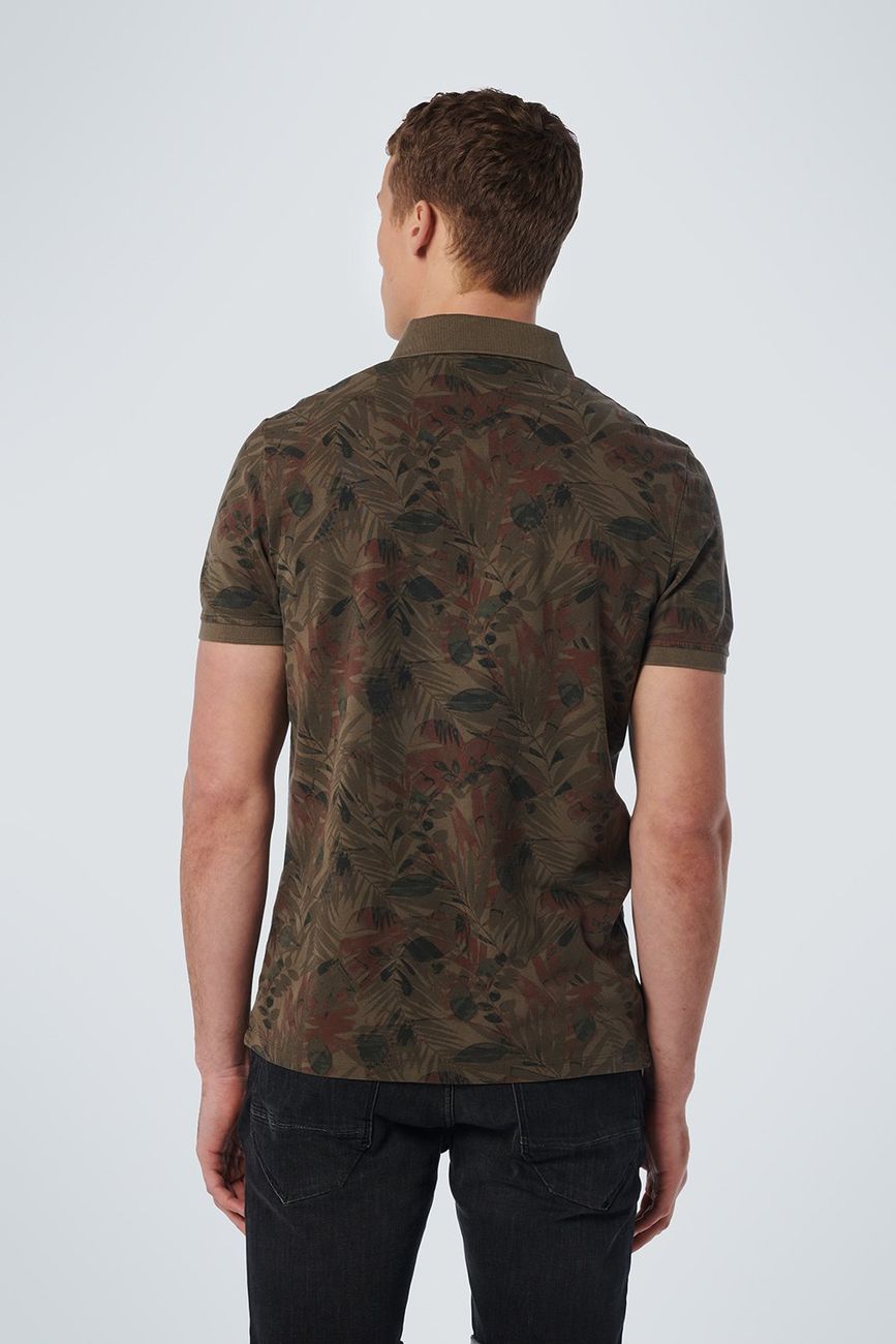 No Excess - Camouflage Printed Pique Polo - Army