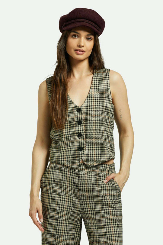 Brixton - Menswear Plaid Leisure Vest - Winter White/Black Plaid