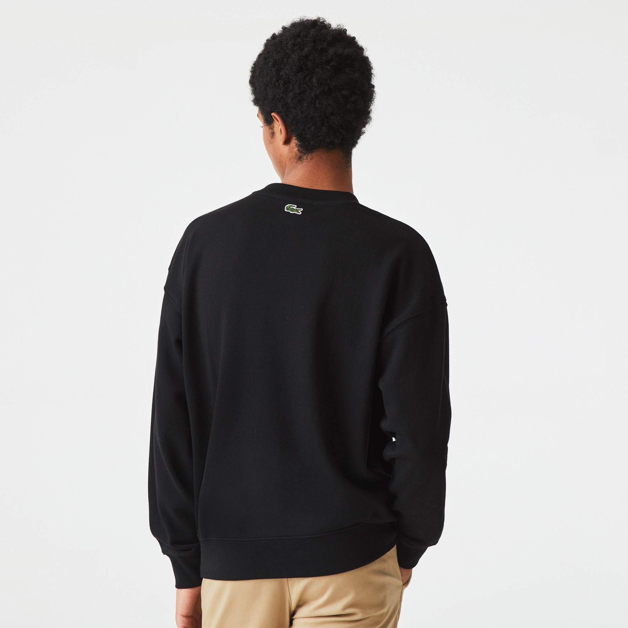 Lacoste - Loose Fit Monogram Print Sweatshirt - Black