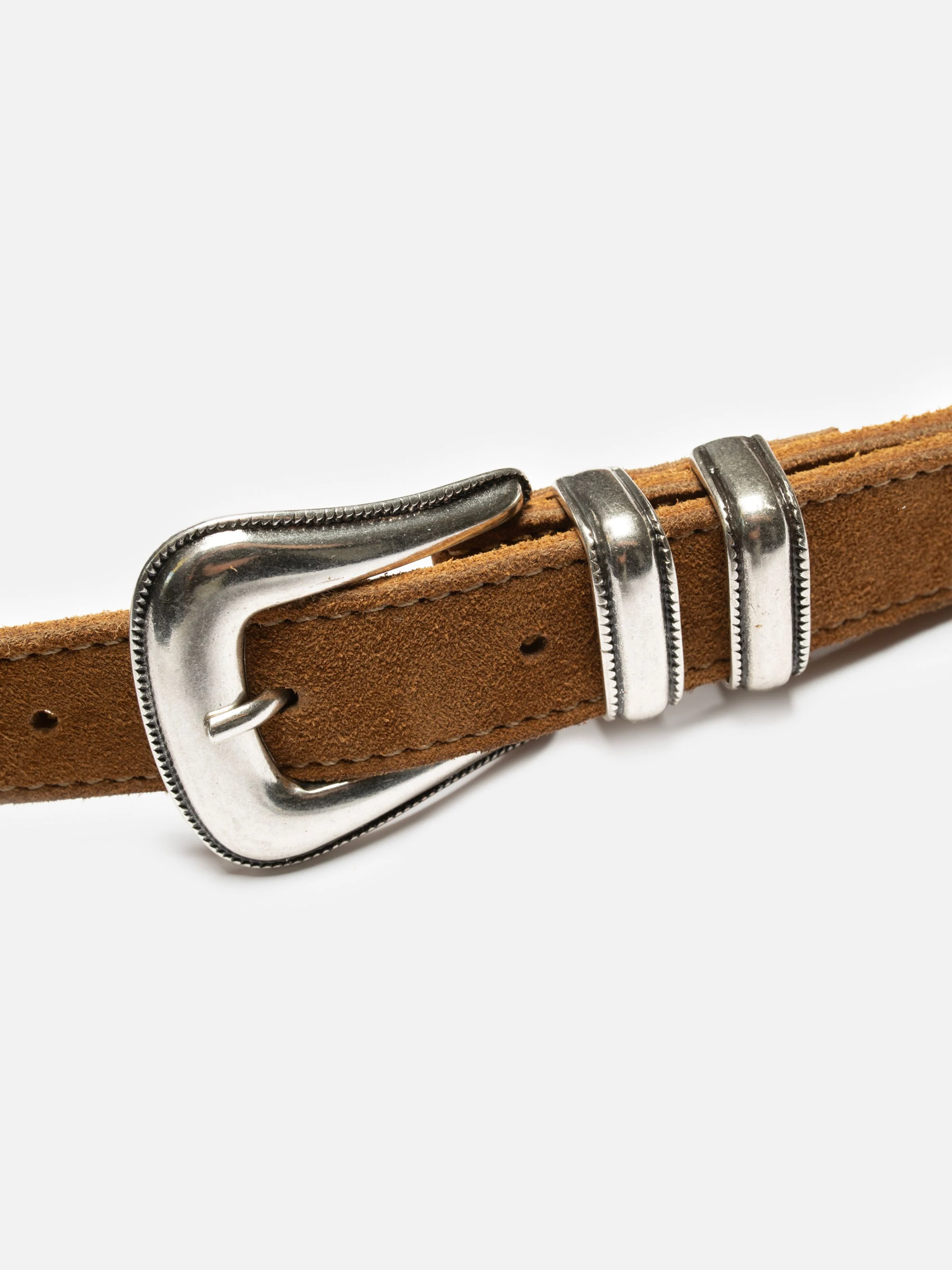 Nudie - Western Suede Silver Belt - Tobacco