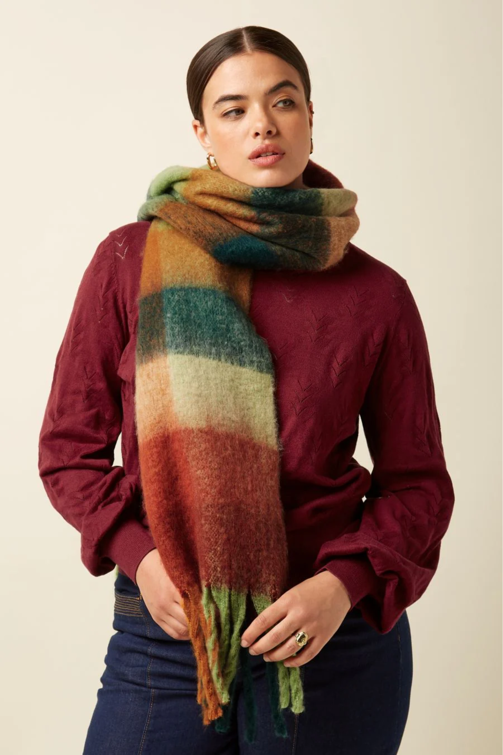 King Louie - Check Scarf Multi - Pine Green