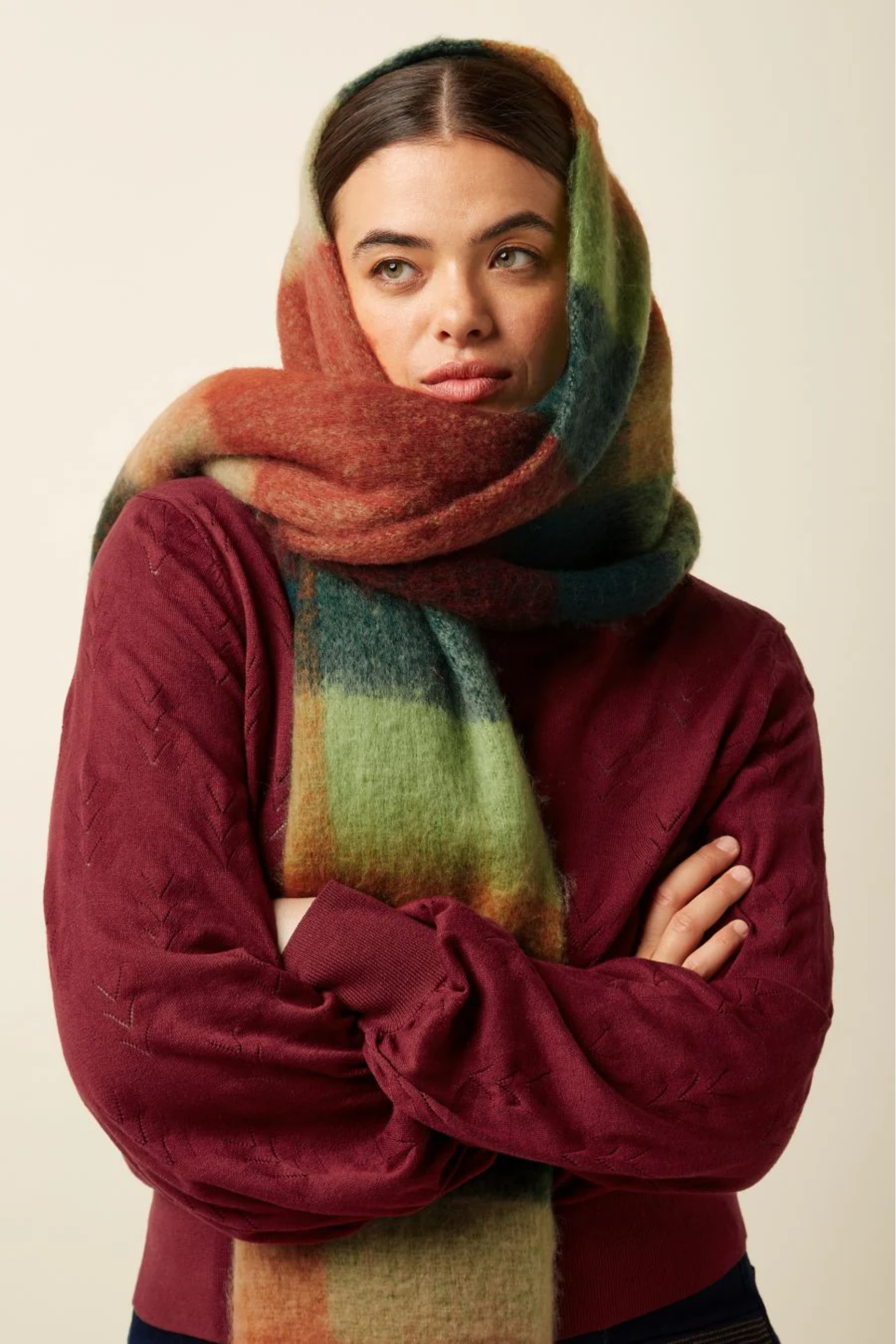 King Louie - Check Scarf Multi - Pine Green