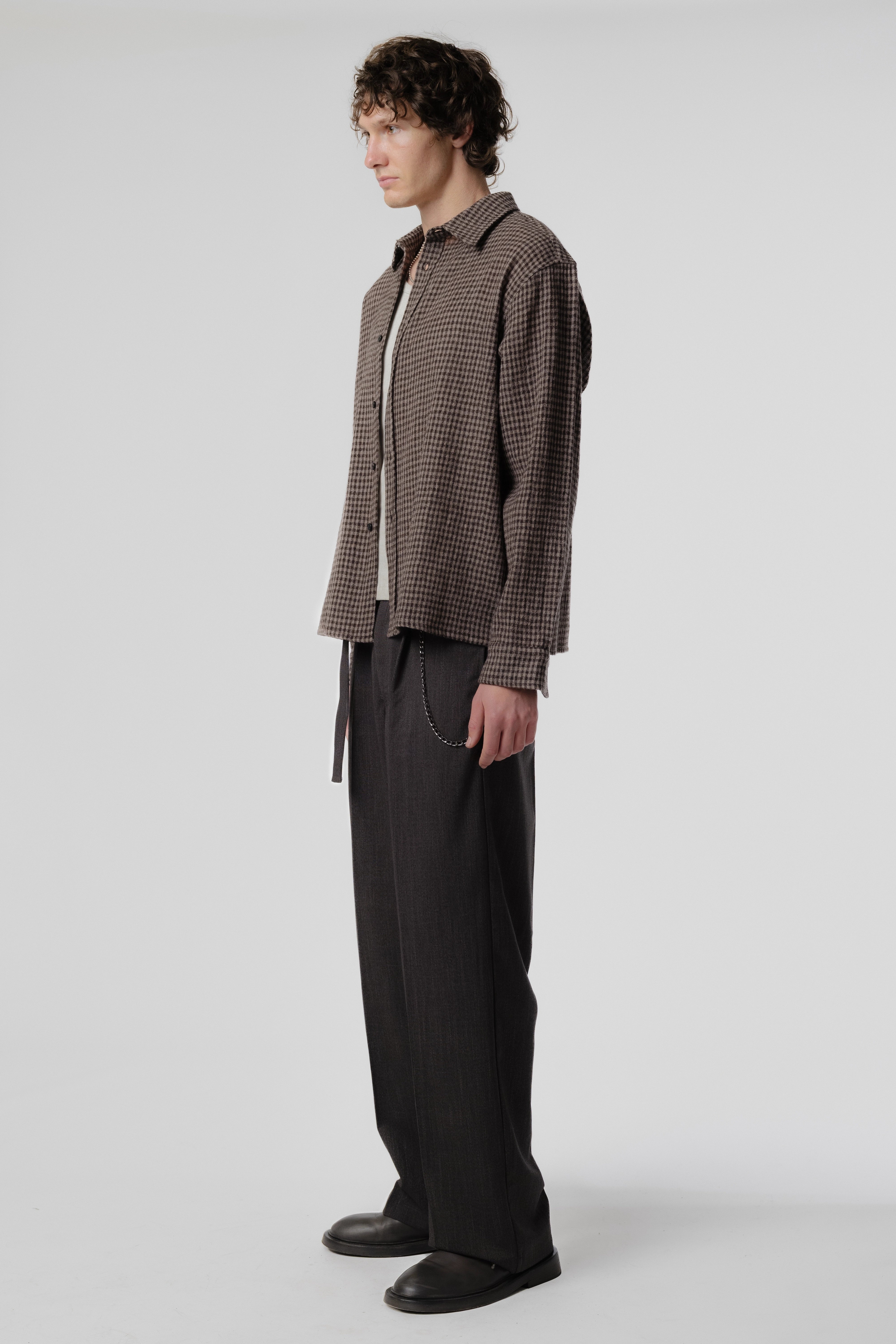 Beach Brains - Hold LS Shirt - Brown Check