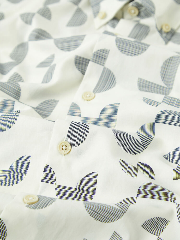 Ben Sherman - Linear Texture Print SS Shirt - Ivory