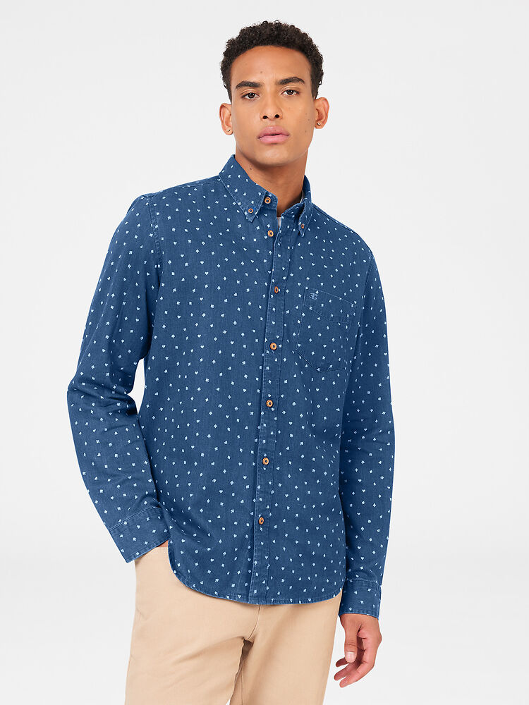 Ben Sherman - Indigo Card Print LS Shirt - Indigo