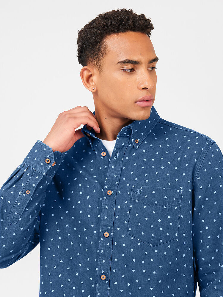 Ben Sherman - Indigo Card Print LS Shirt - Indigo