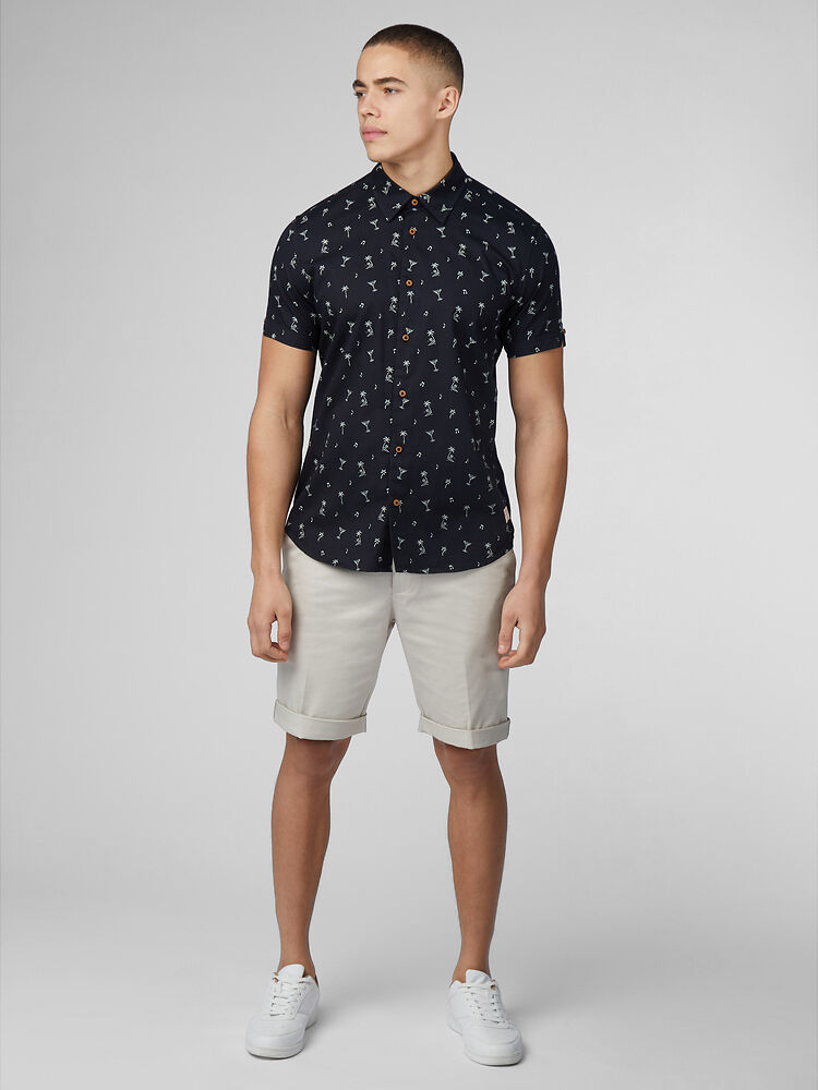 Ben Sherman - Scattered Print SS Shirt - Black