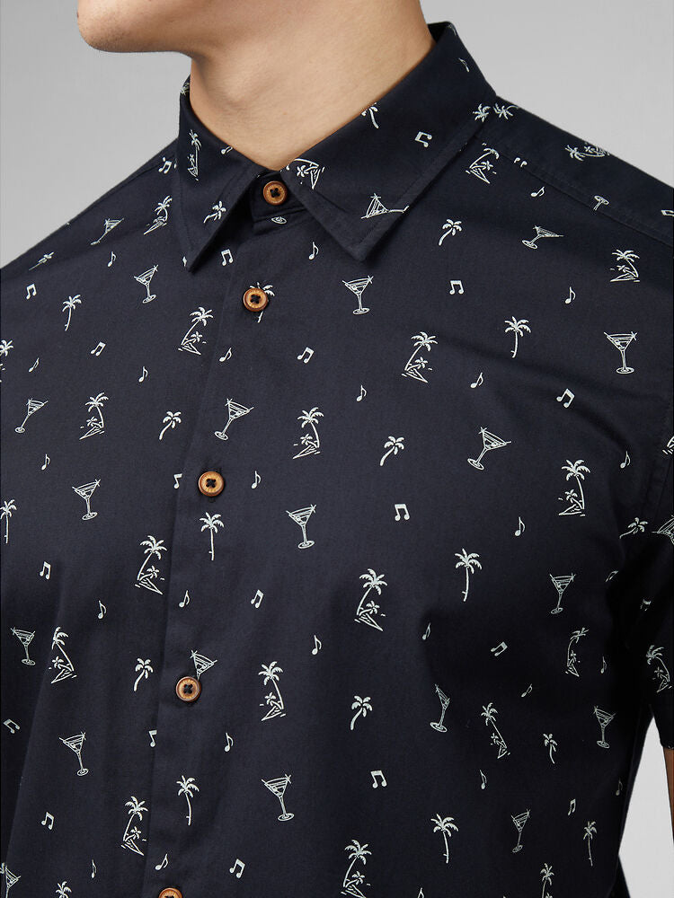 Ben Sherman - Scattered Print SS Shirt - Black