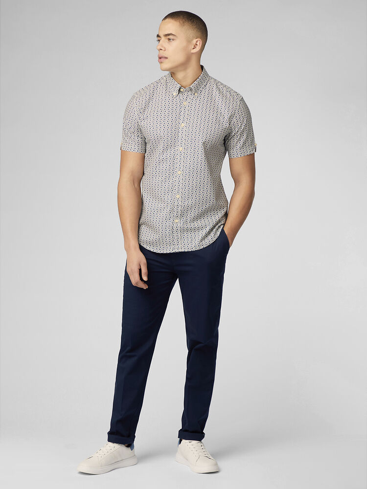 Ben Sherman - Geo Wave Print SS Shirt - Blue Denim