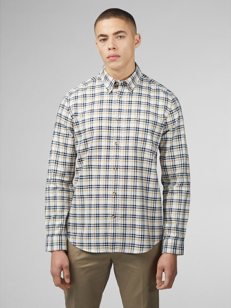 Ben Sherman - Oxford Check LS Shirt - Snow White